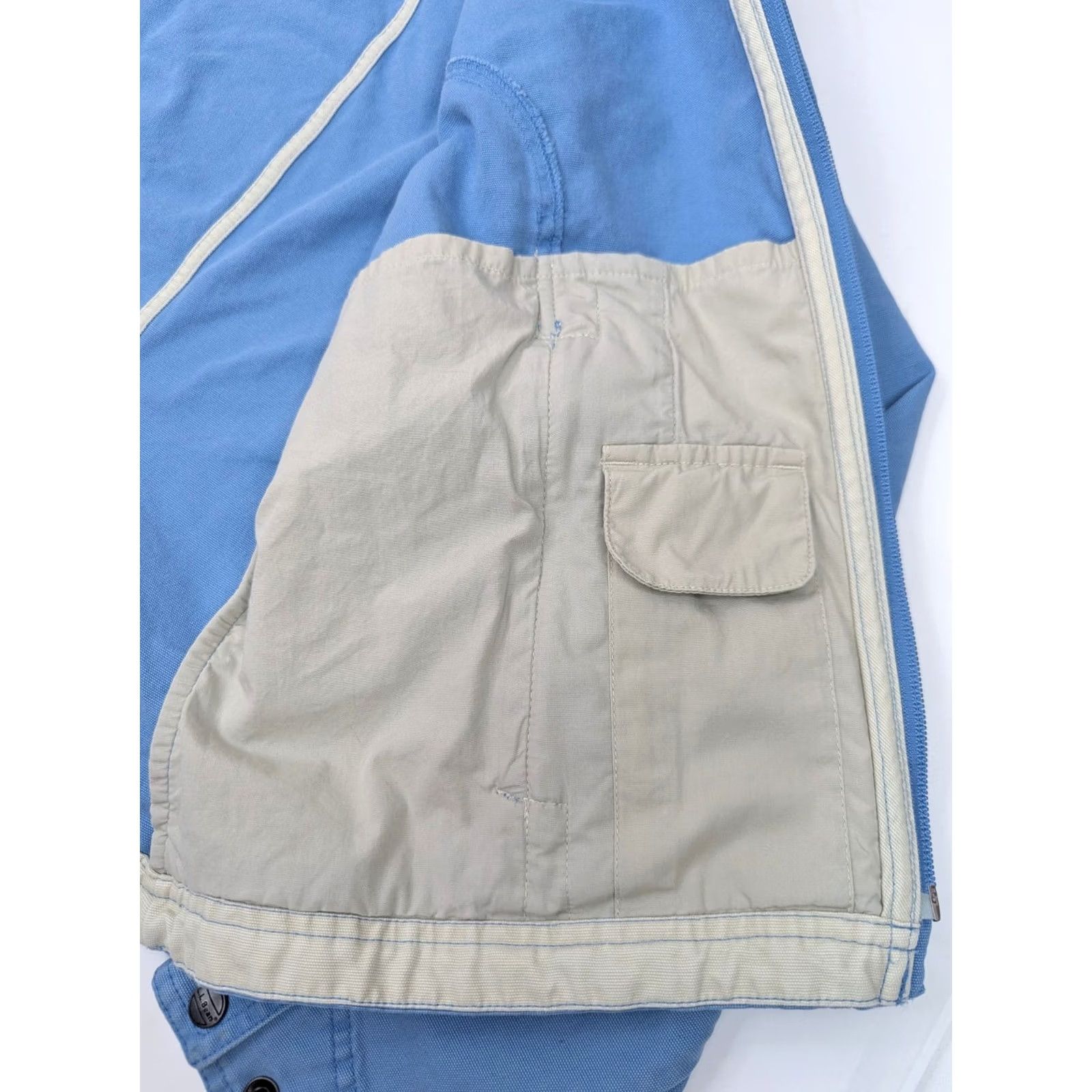 Vintage LL Bean Field Barn Chore Canvas Jacket Women L-Regular, Sky Blue Full Zip 0AJW9 Work Size L / US 10 / IT 46 - 6 Thumbnail