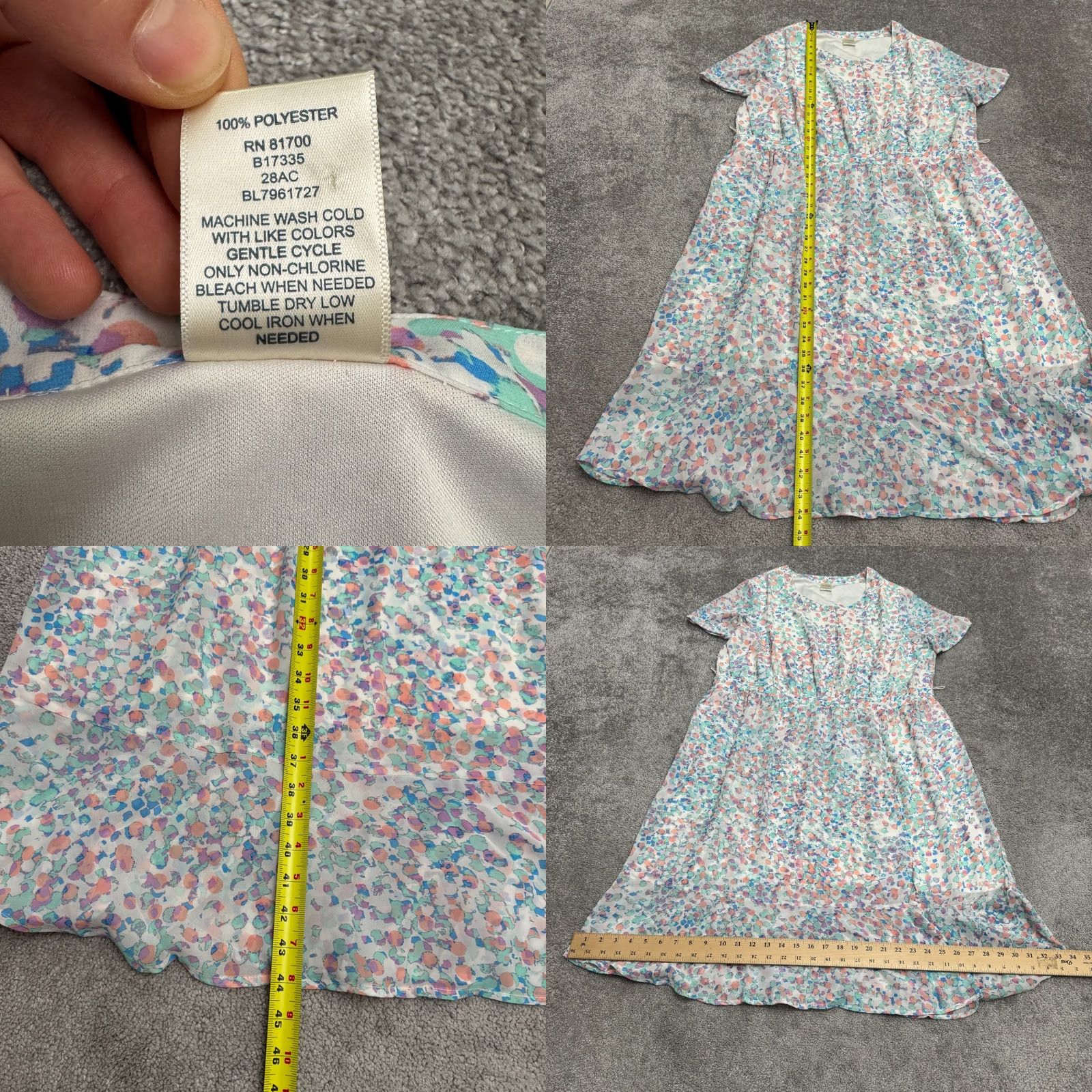 Blair Blair Sheath Dress Women L Multicolor Abstract Print Chiffon Ruffle Hem Midi Short Sleeve Size L / US 10 / IT 46 - 8 Thumbnail