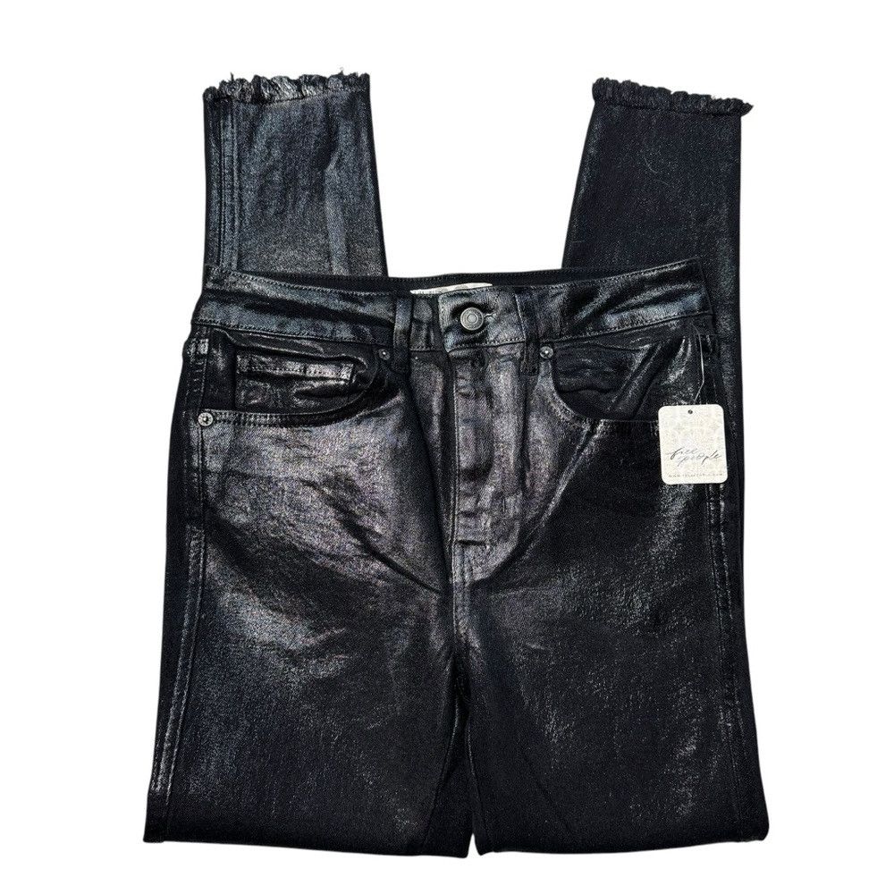Free People NWT New Free People Raw High-Rise Coated Jeans Size 28 Size 28" / US 6 / IT 42 - 3 Thumbnail