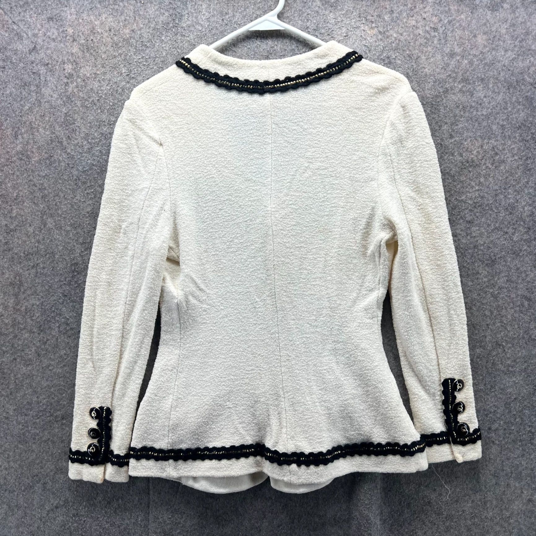 St. John St. John Collection Jacket Women 8 Beige Cardigan Black Trim Marie Gray Military Casual Business Vintage No N/A Size M / US 6-8 / IT 42-44 - 2 Thumbnail
