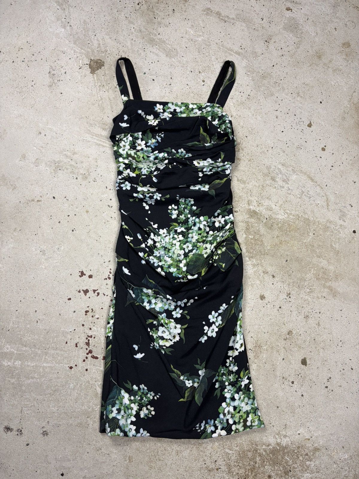 Dolce & Gabbana Dolce & Gabbana Floral Ruched Sleeveless Midi Dress Size S / US 4 / IT 40 - 1 Thumbnail