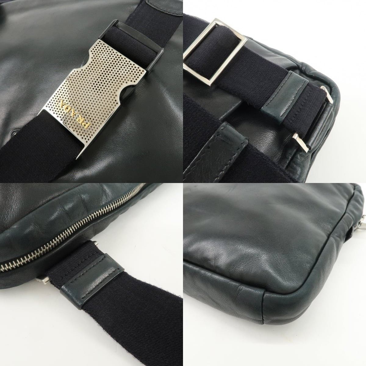 Prada Prada Triangle Logo Lambskin Crossbody Bag Black Size ONE SIZE - 4 Thumbnail