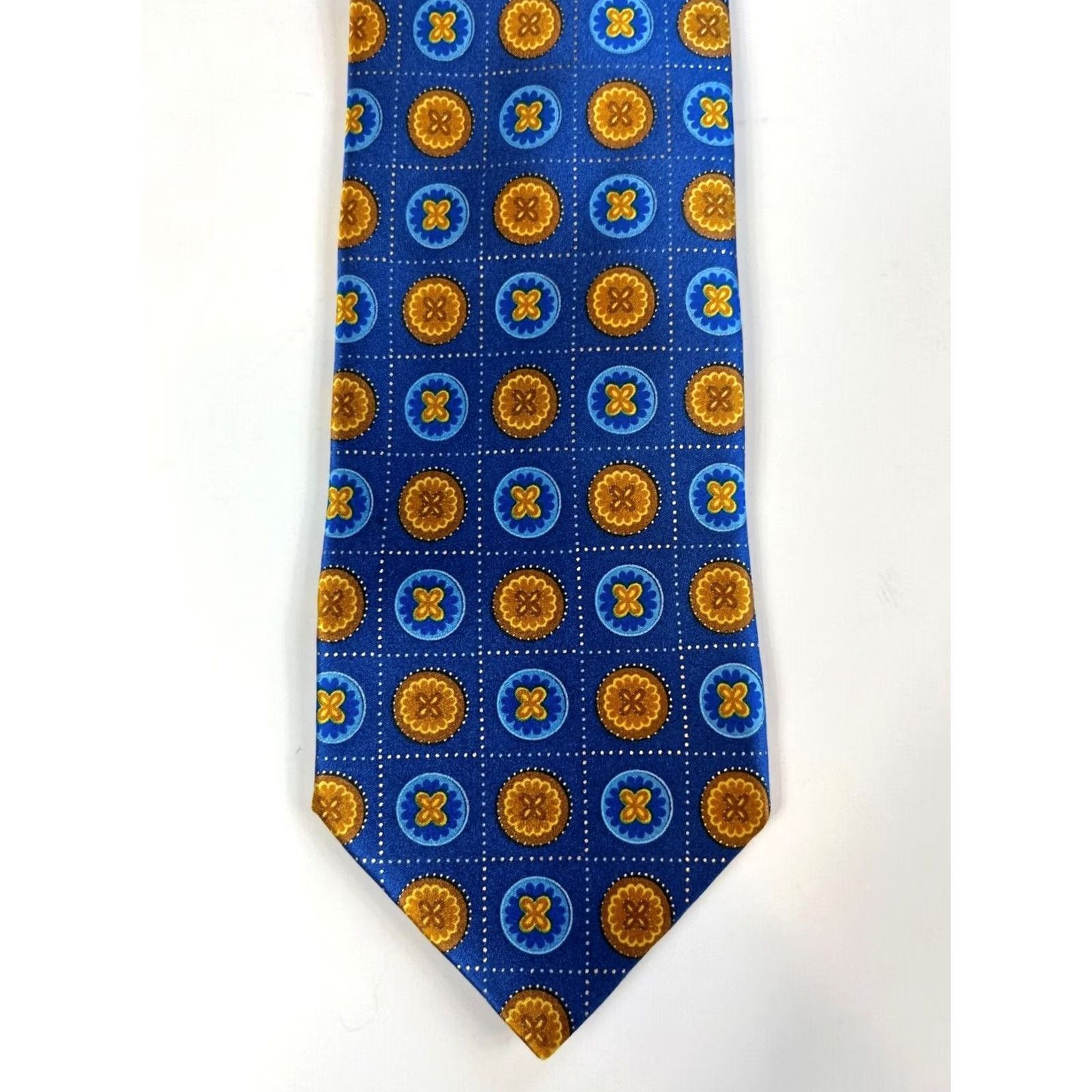 Ermenegildo Zegna VINTAGE Ermenegildo Zegna Luxury Silk Tie Disegno Esclusivo Made in Italy Blue Geometric 100% Silk 59.25" 3 3/8" Men Tie Size ONE SIZE - 3 Thumbnail
