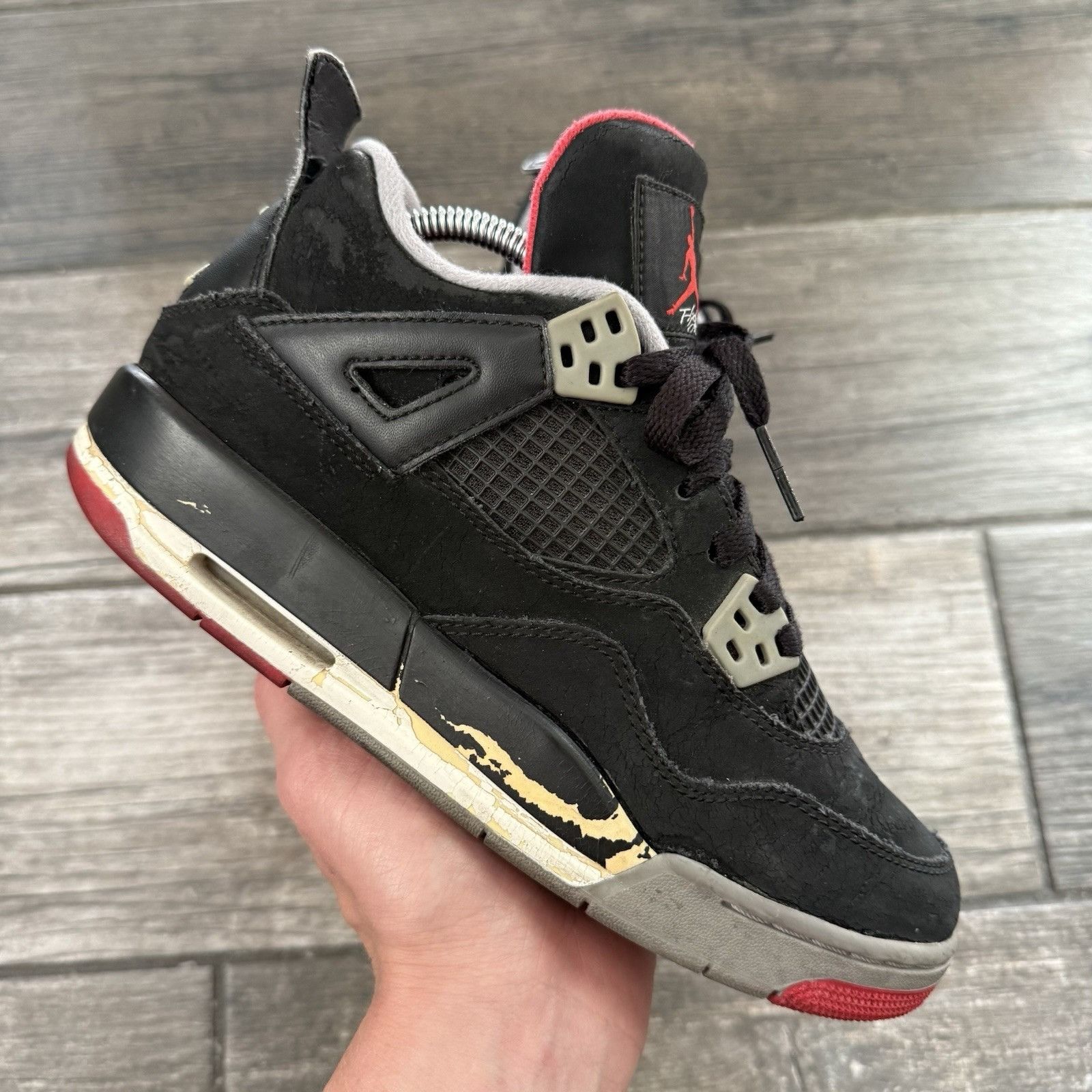 Jordan Brand 2012 AIR JORDAN 4 AJR 'BRED' BLACK CEMENT RED RETRO 408452-0 Size US 5 / EU 37 - 2 Thumbnail