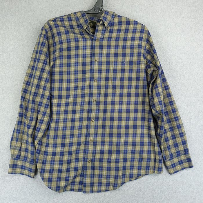 Orvis Orvis Shirt Mens Medium Blue Green Plaid Cotton Wool Blend ...