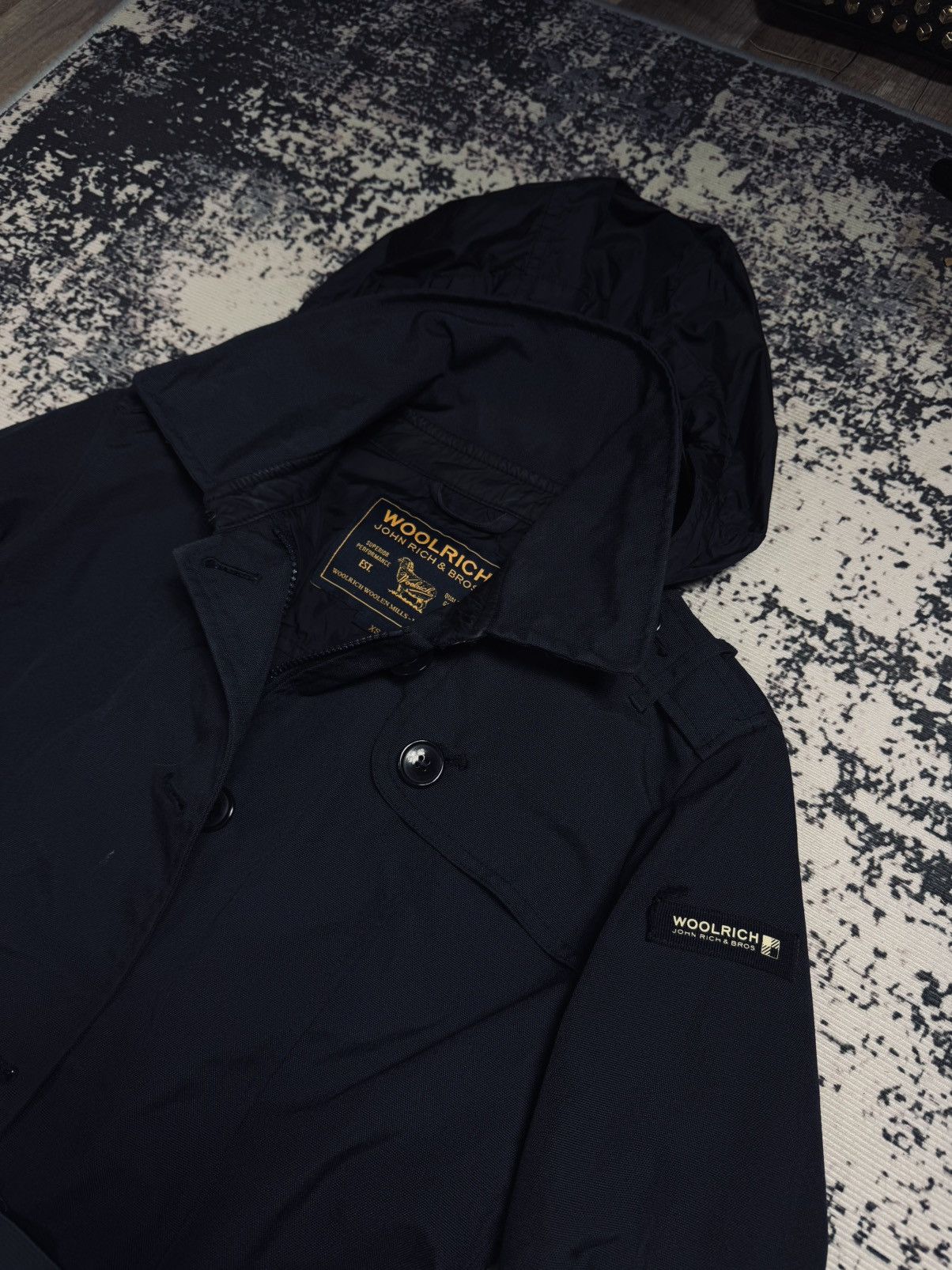 Woolrich puffer parka jacket navy XS womens