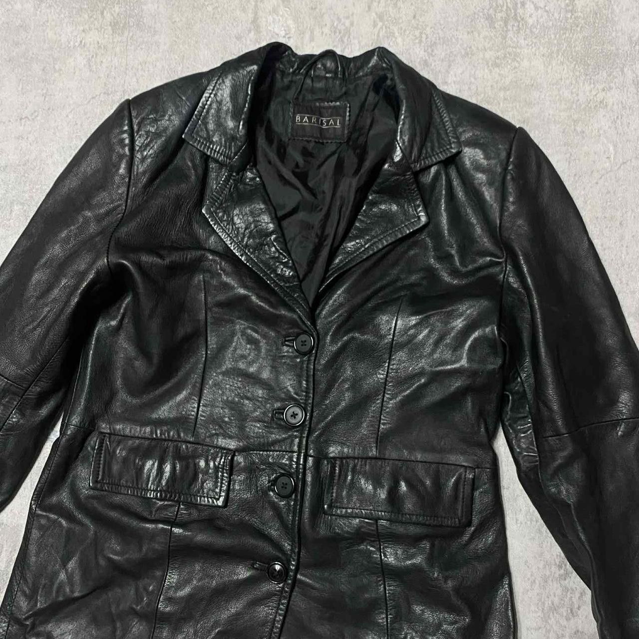 Other Black leather coat with button front and pockets leather Size ONE SIZE - 2 Thumbnail