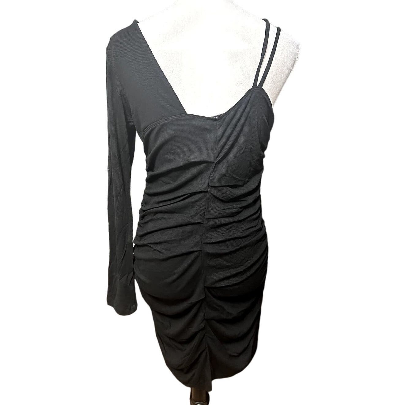 Other LNA Black Ruched Asymmetric Mini Dress Ribbed Bodycon L Fire Size L / US 10 / IT 46 - 5 Thumbnail
