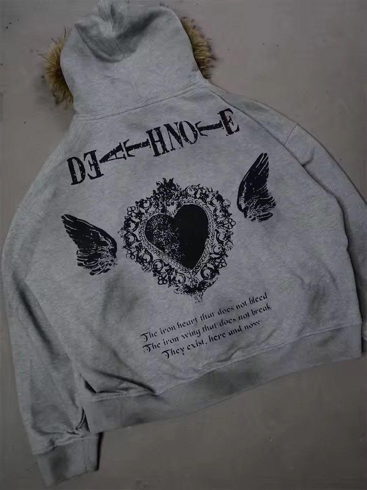 VIBE Gothic Printed Faux Fur Hooded Size US XL / EU 56 / 4 - 4 Thumbnail