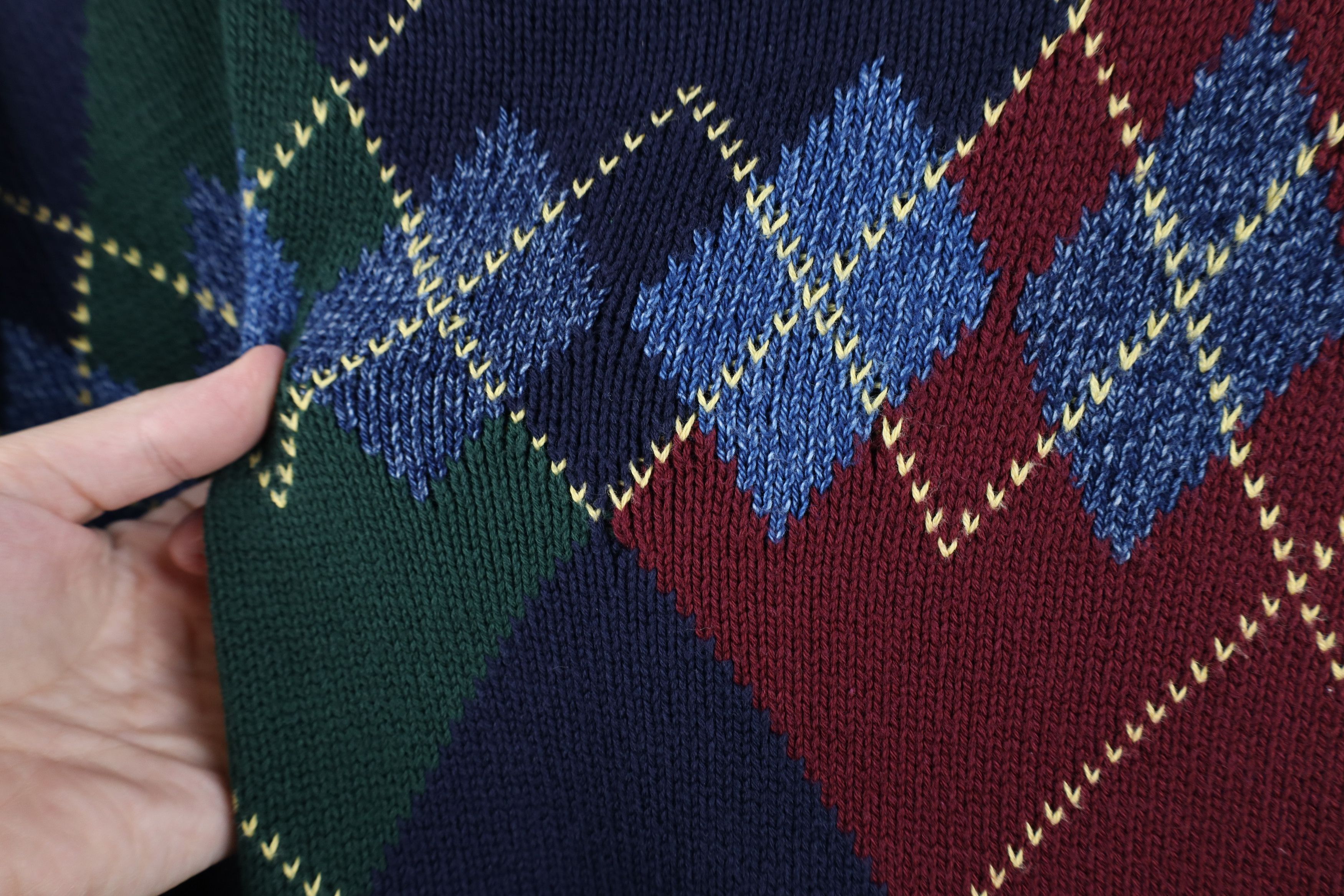 Nautica Vintage 90s Nautica Diamond Argyle Knit Crewneck Sweater Size US S / EU 44-46 / 1 - 4 Thumbnail