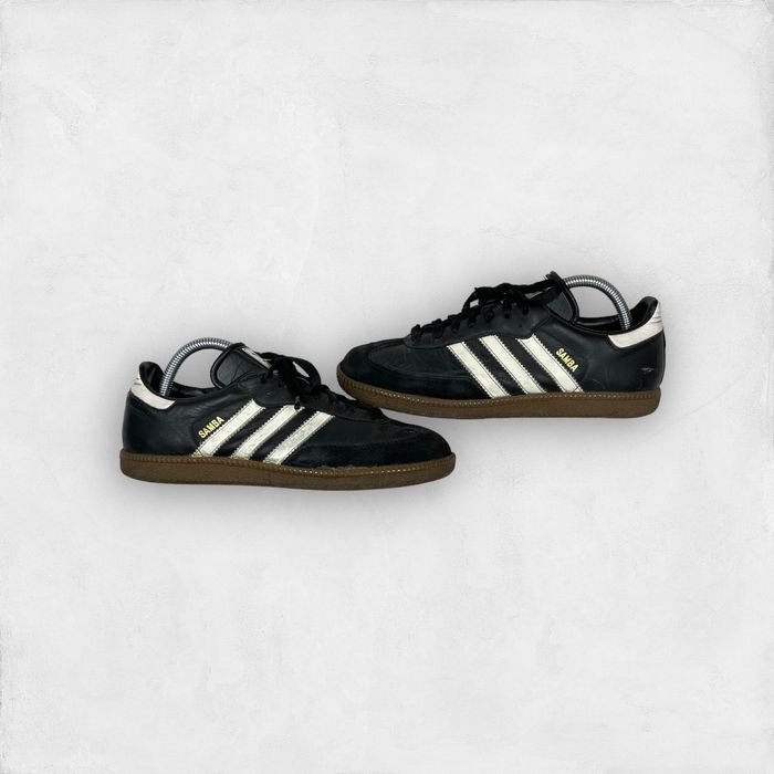 Adidas Adidas Samba 019000 Men's Core Black Leather Sneaker Shoes