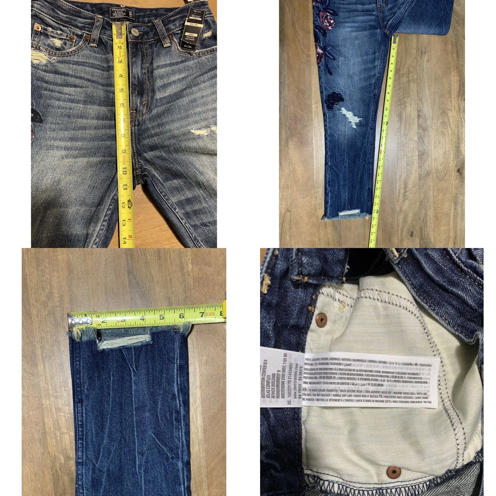 Abercrombie & Fitch Abercrombie & Fitch Jeans NWT Floral 5-Pocket High Rise Girlfriend 00 Women's Blue Denim 26x25 Size 26" / US 2 / IT 38 - 9 Thumbnail