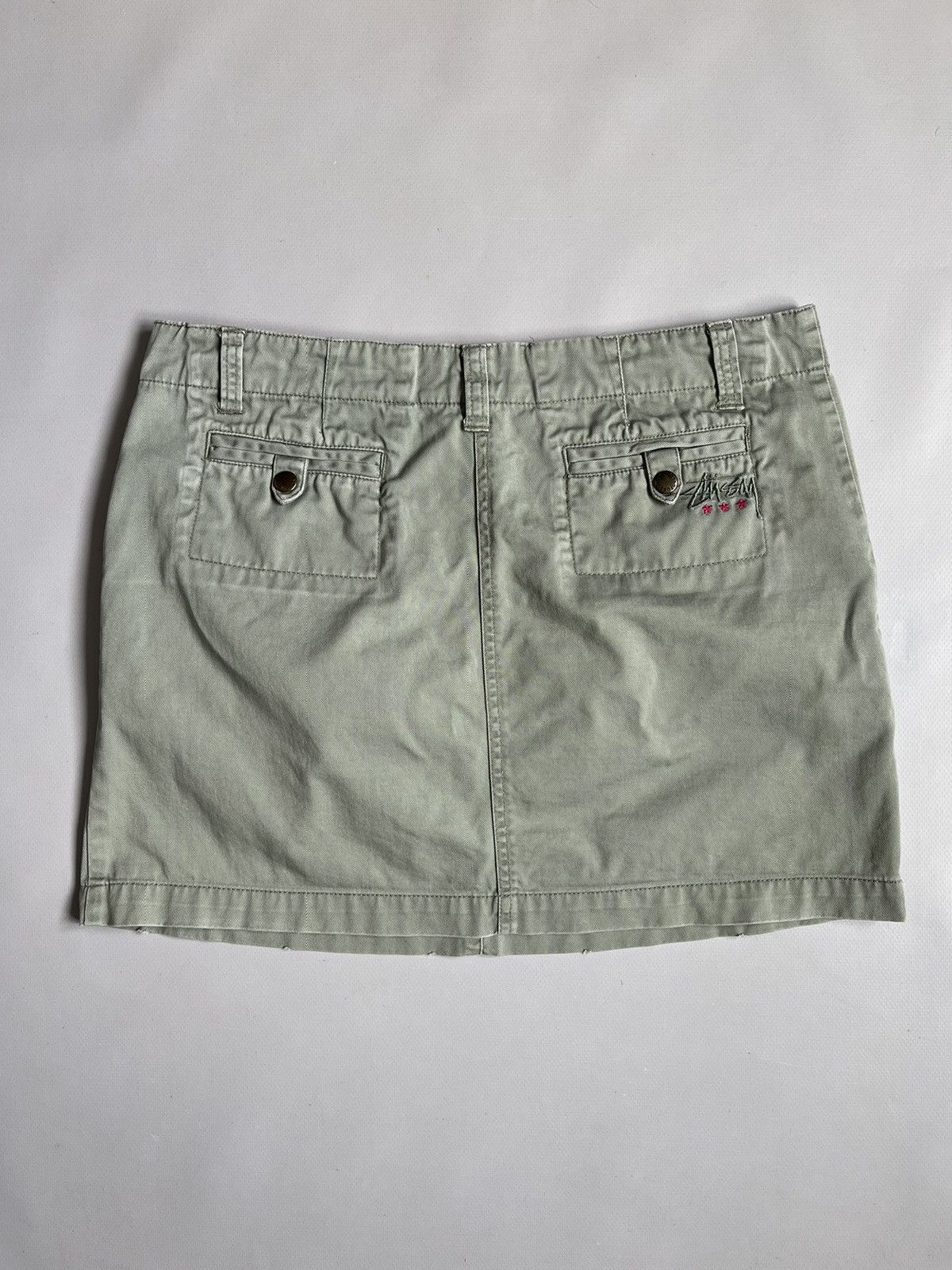 Stussy × Vintage Stussy Y2K Women Grey Pockets Faded Mini Skirt Size 32" / US 10 / IT 46 - 7 Thumbnail