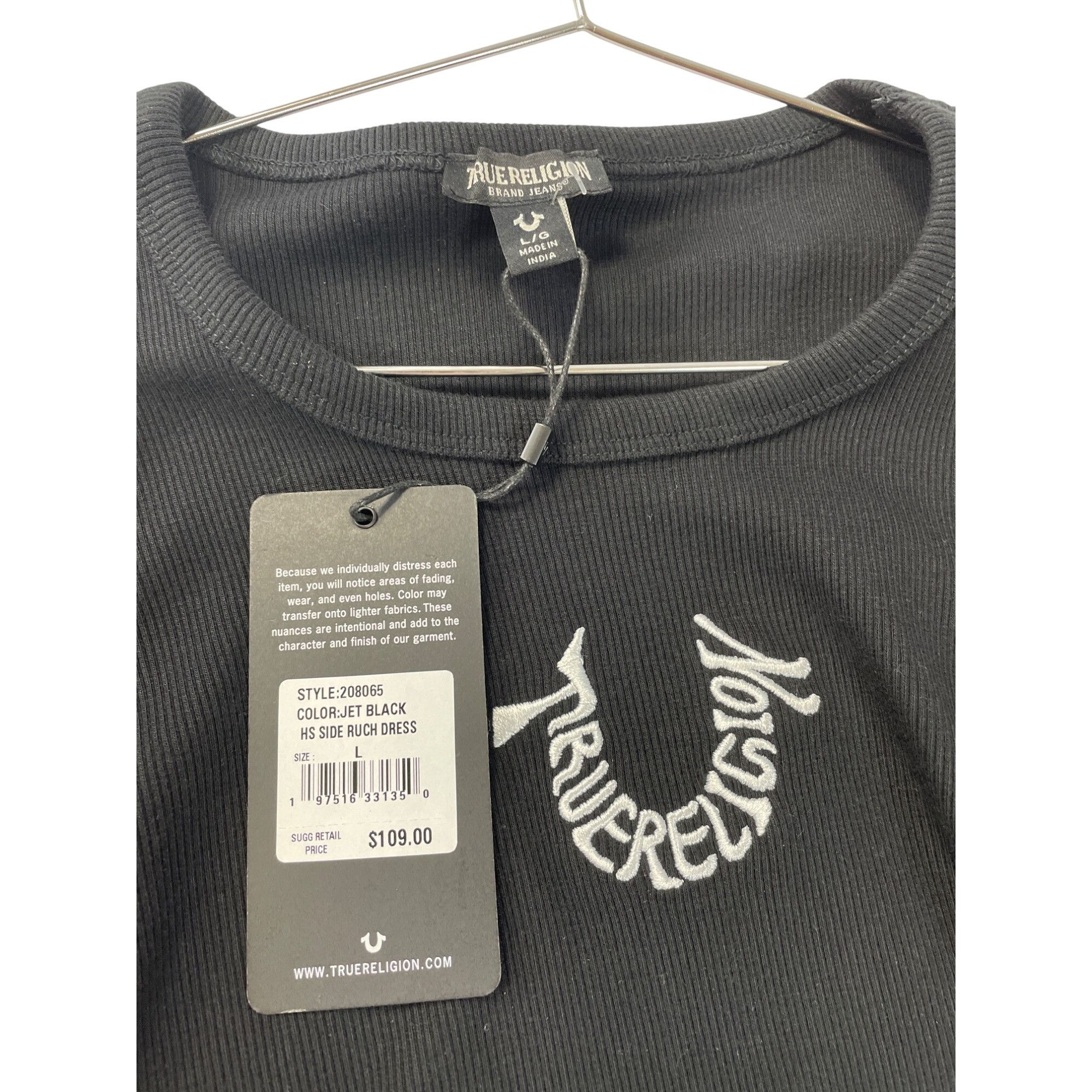 True Religion True Religion Womens Black HS Side Ruch Dress Size L SKU 908 Size L / US 10 / IT 46 - 11 Thumbnail