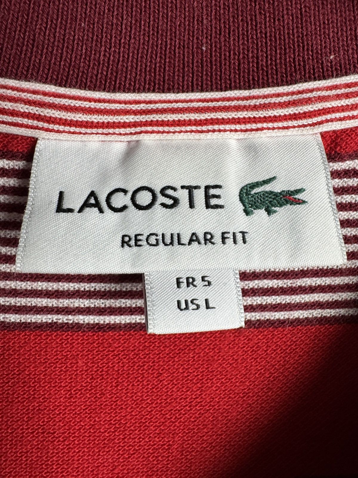 Lacoste Lacoste Red Striped Polo Shirt Crocodile Logo Short Sleeve Size US L / EU 52-54 / 3 - 7 Thumbnail