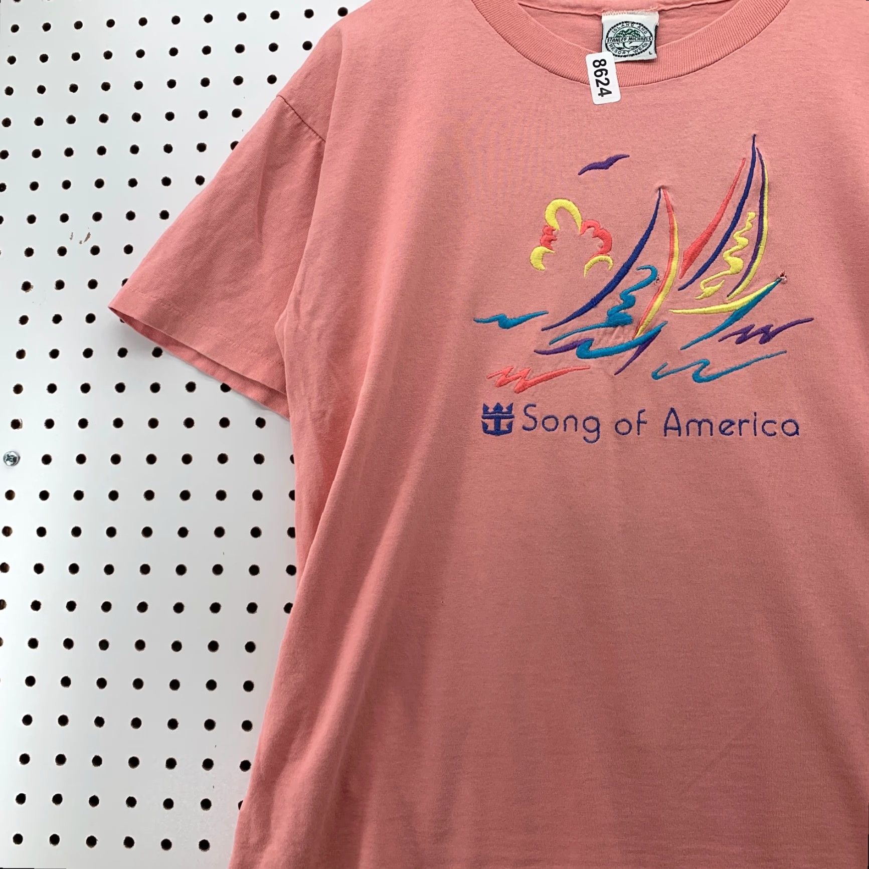 Vintage VINTAGE Song of America Cruise Shirt Mens Medium Pink USA 80s Graphic Tee M Pink 80s Aloha Mens Size US M / EU 48-50 / 2 - 4 Thumbnail