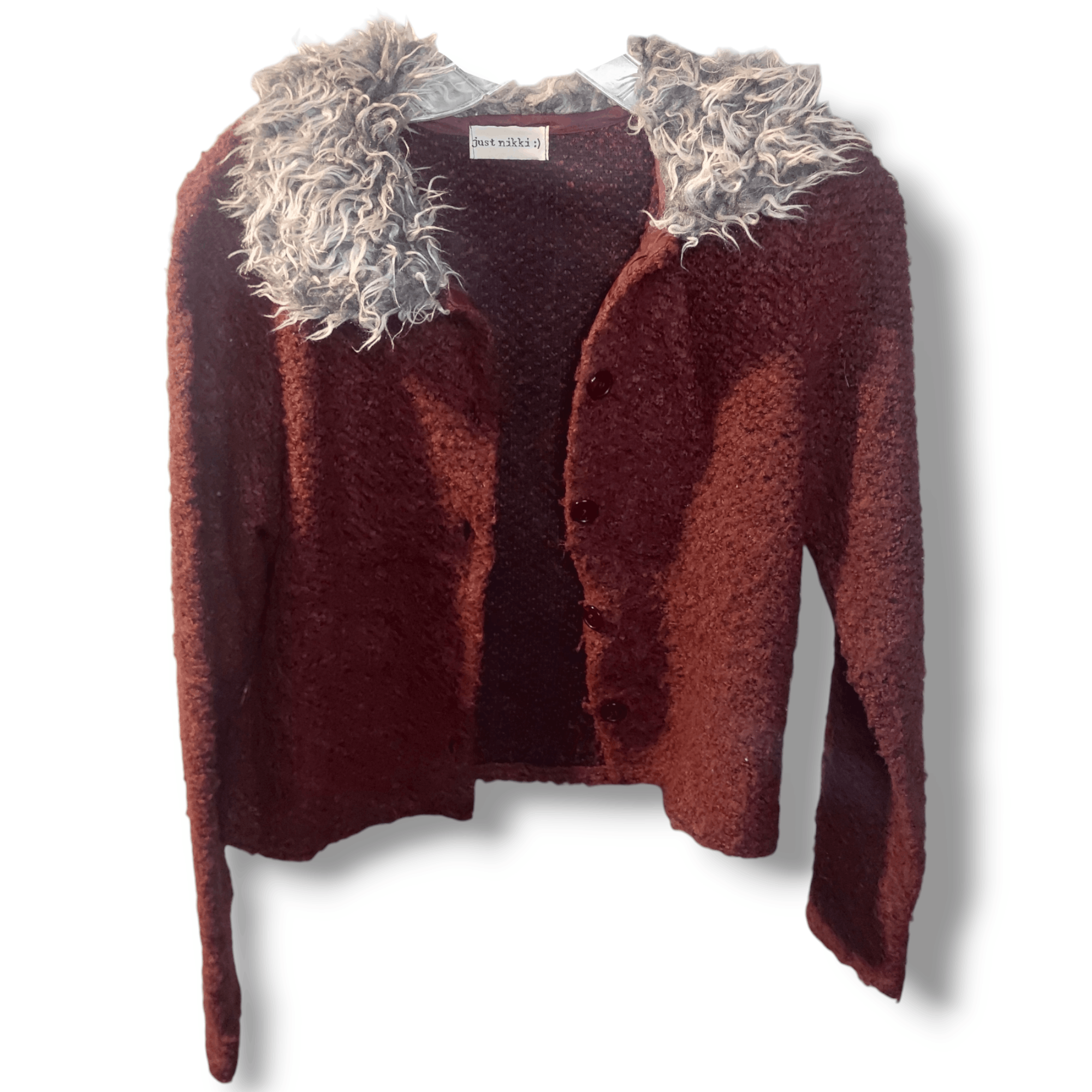 Vintage Just Nikki :) Vintage 90's Burgundy Textured Cardigan Size L / US 10 / IT 46 - 6 Thumbnail