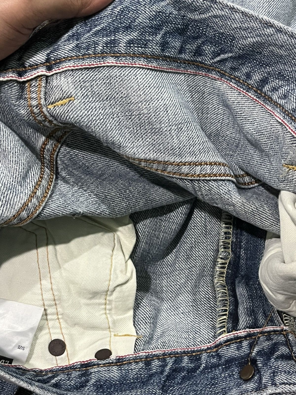 Edwin × Japanese Brand × Takeo Kikuchi Vintage Japanese Brand Edwin Paint Splattered Selvedge Jeans Size US 32 / EU 48 - 14 Thumbnail