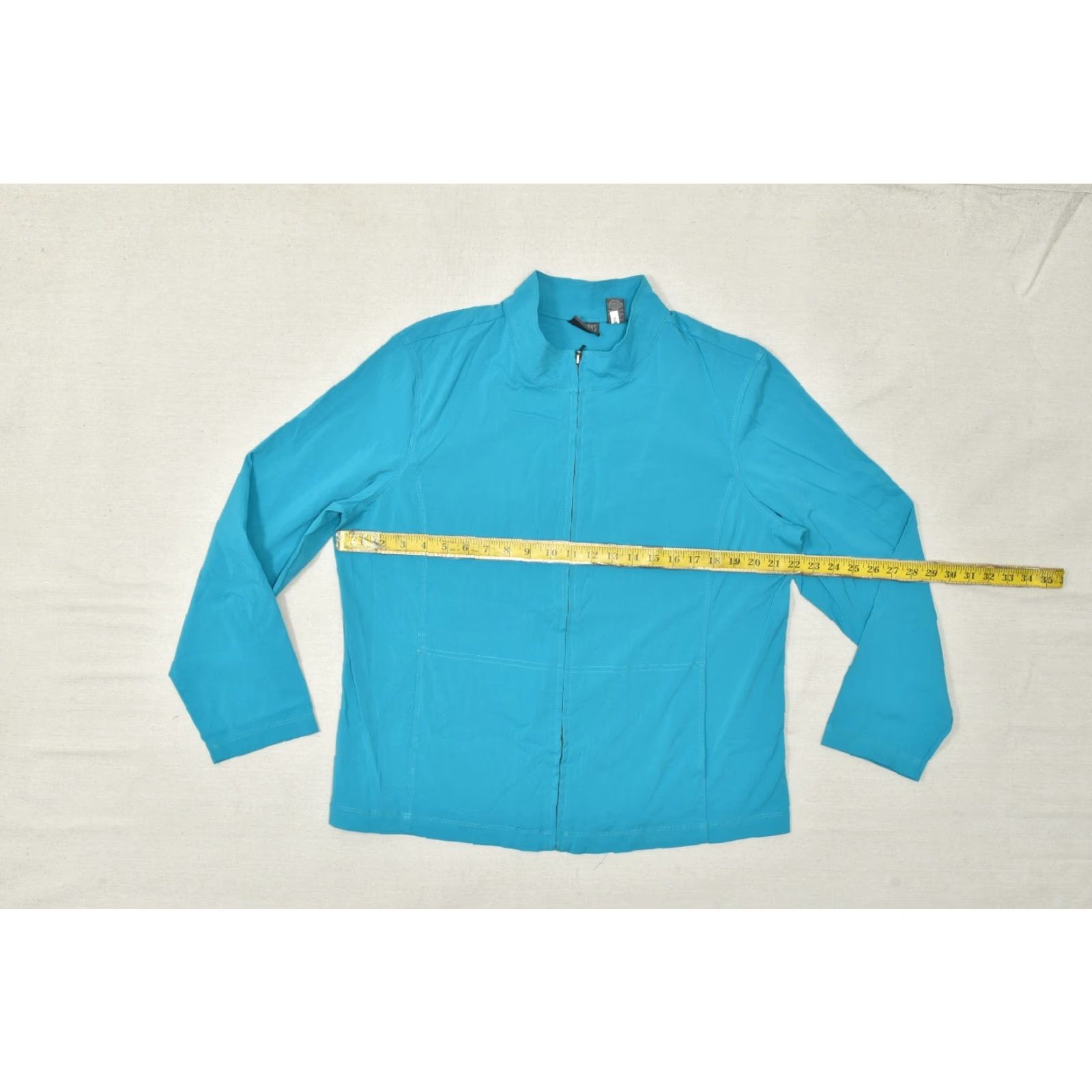 Vintage Chico's Additions Women's Jacket Teal Blue Full Zip Mock Neck Lightweight Polyester Regular Size 3 Size XS / US 0-2 / IT 36-38 - 4 Thumbnail