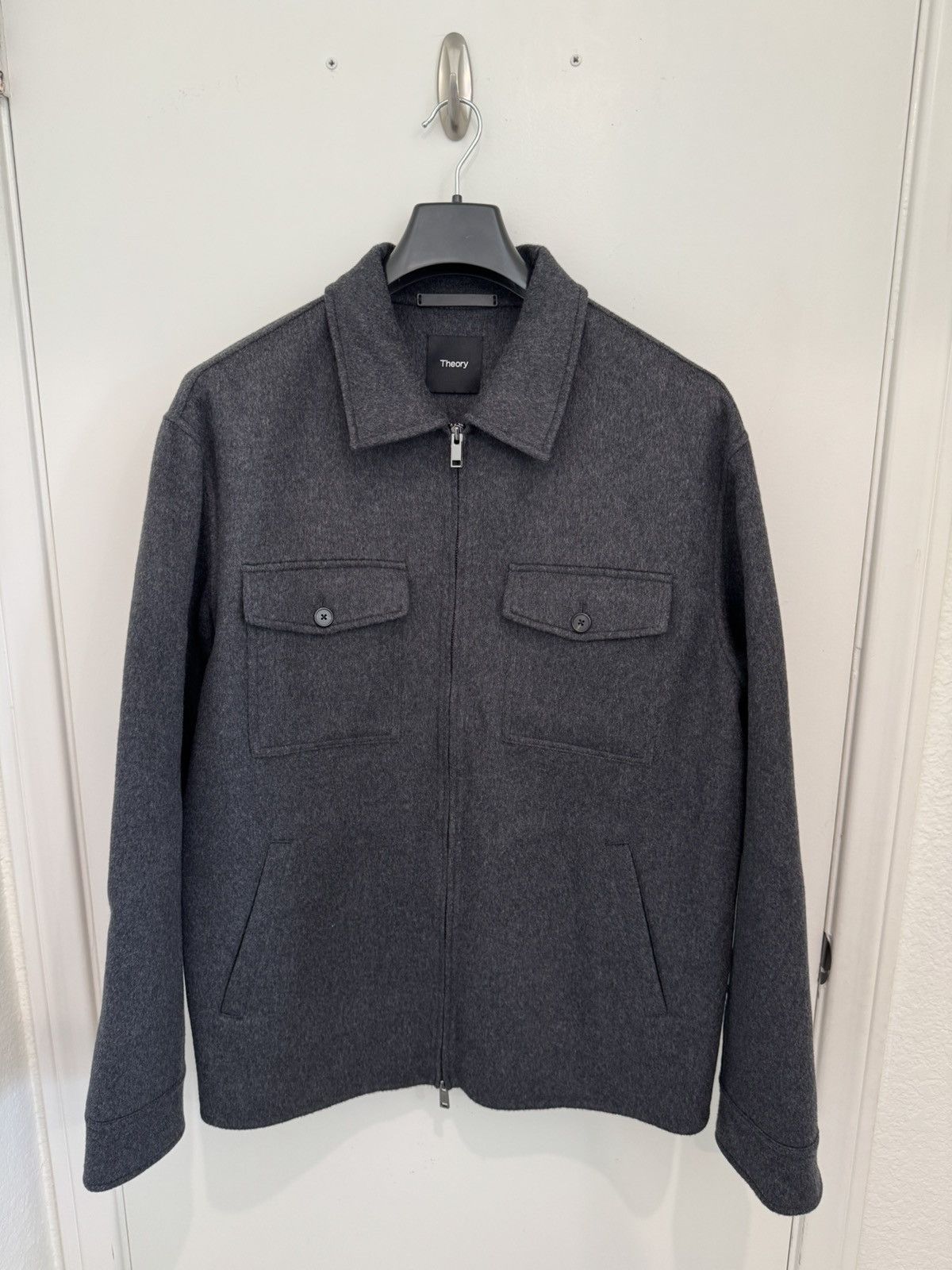 Theory Theory Grey Wool Jacket with Cashmere Blend Size US XL / EU 56 / 4 - 1 Thumbnail
