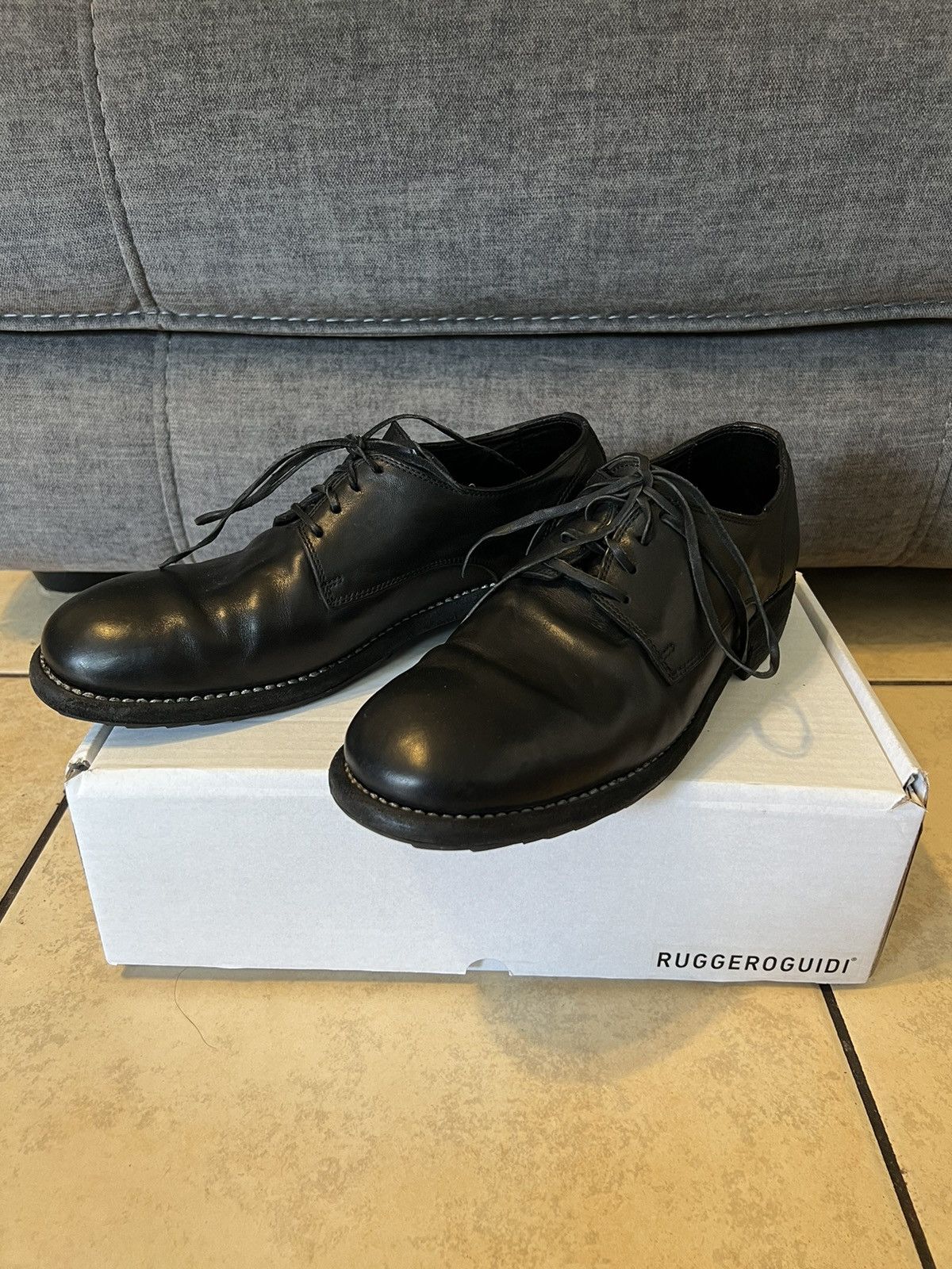 Pre-owned Guidi 992x Derby Shoes In Black