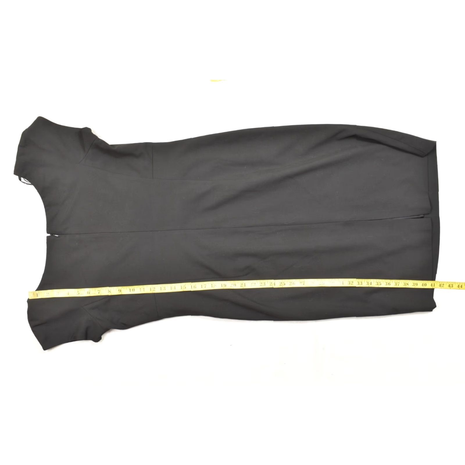 Michael Kors Michael Kors Black Sheath Dress Women's Size 12 Short Sleeve Pleated Surplice V-Neck Knee Length Zip Size 34" / US 12 / IT 48 - 7 Thumbnail