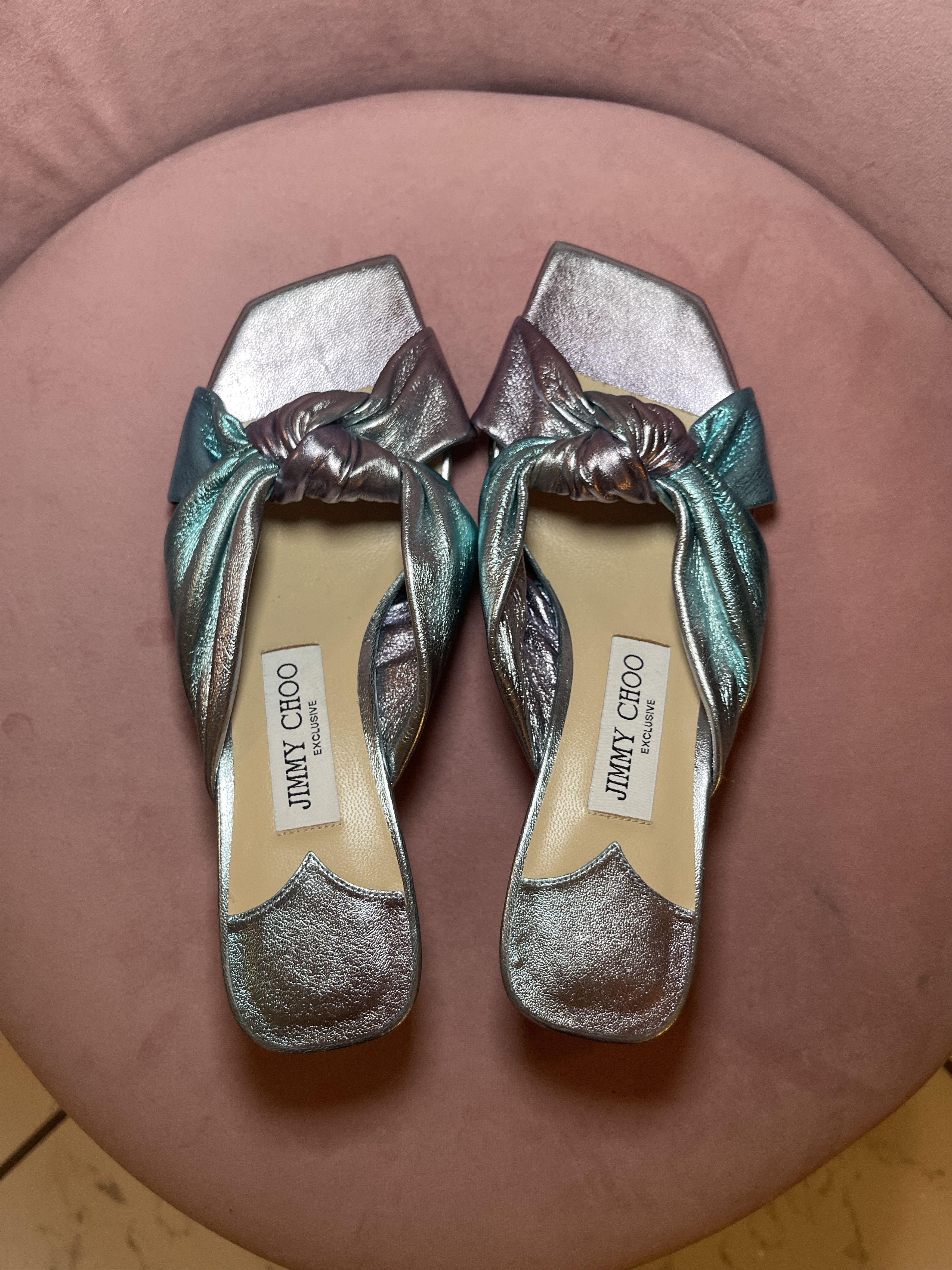 Jimmy Choo Jimmy Choo Avenue Ombre Blue Sandal Mules Kitten Heel Size US 4.5 / IT 34.5 - 3 Thumbnail
