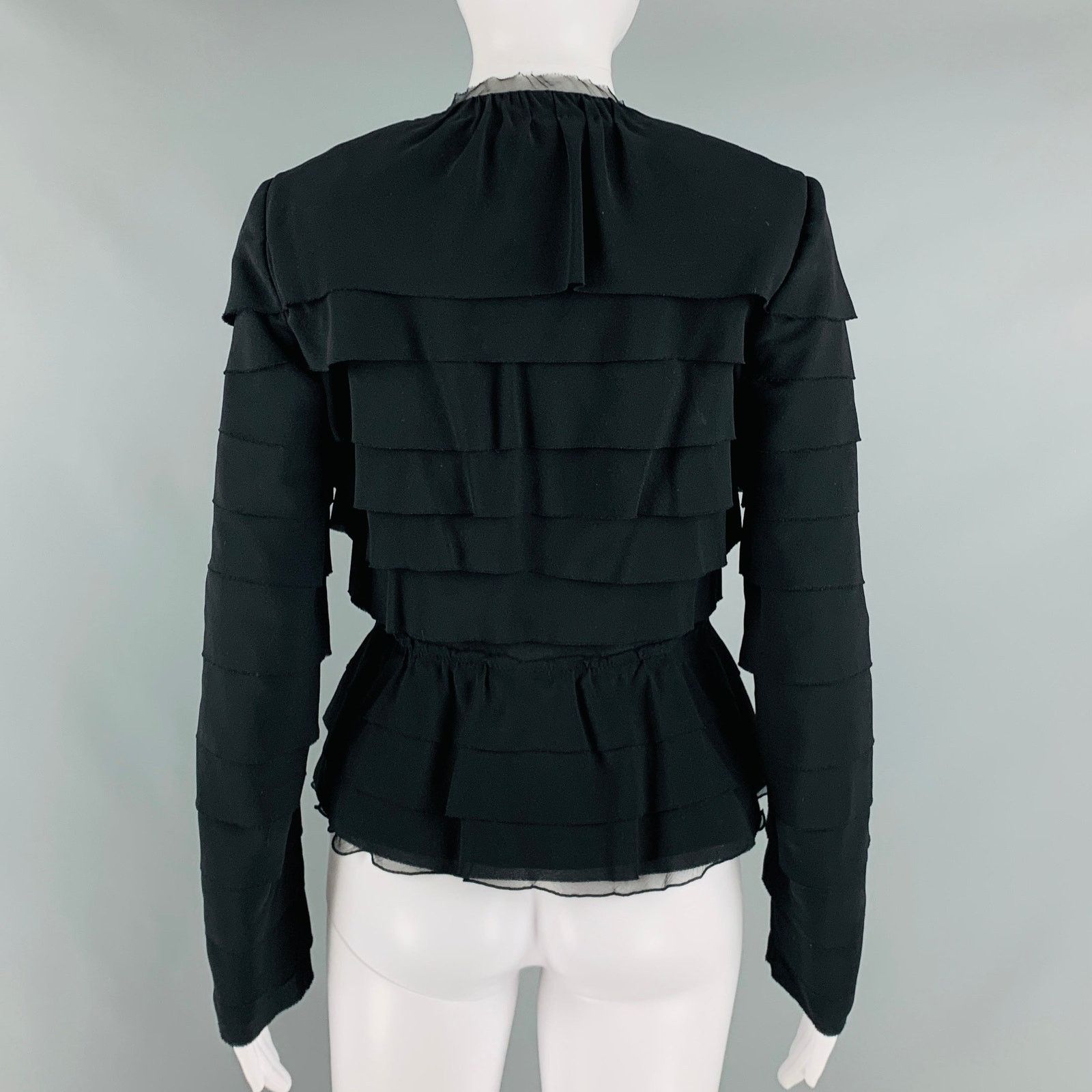Nina Ricci NINA RICCI Size 6 Black Silk Layered Blazer Size M / US 6-8 / IT 42-44 - 5 Thumbnail