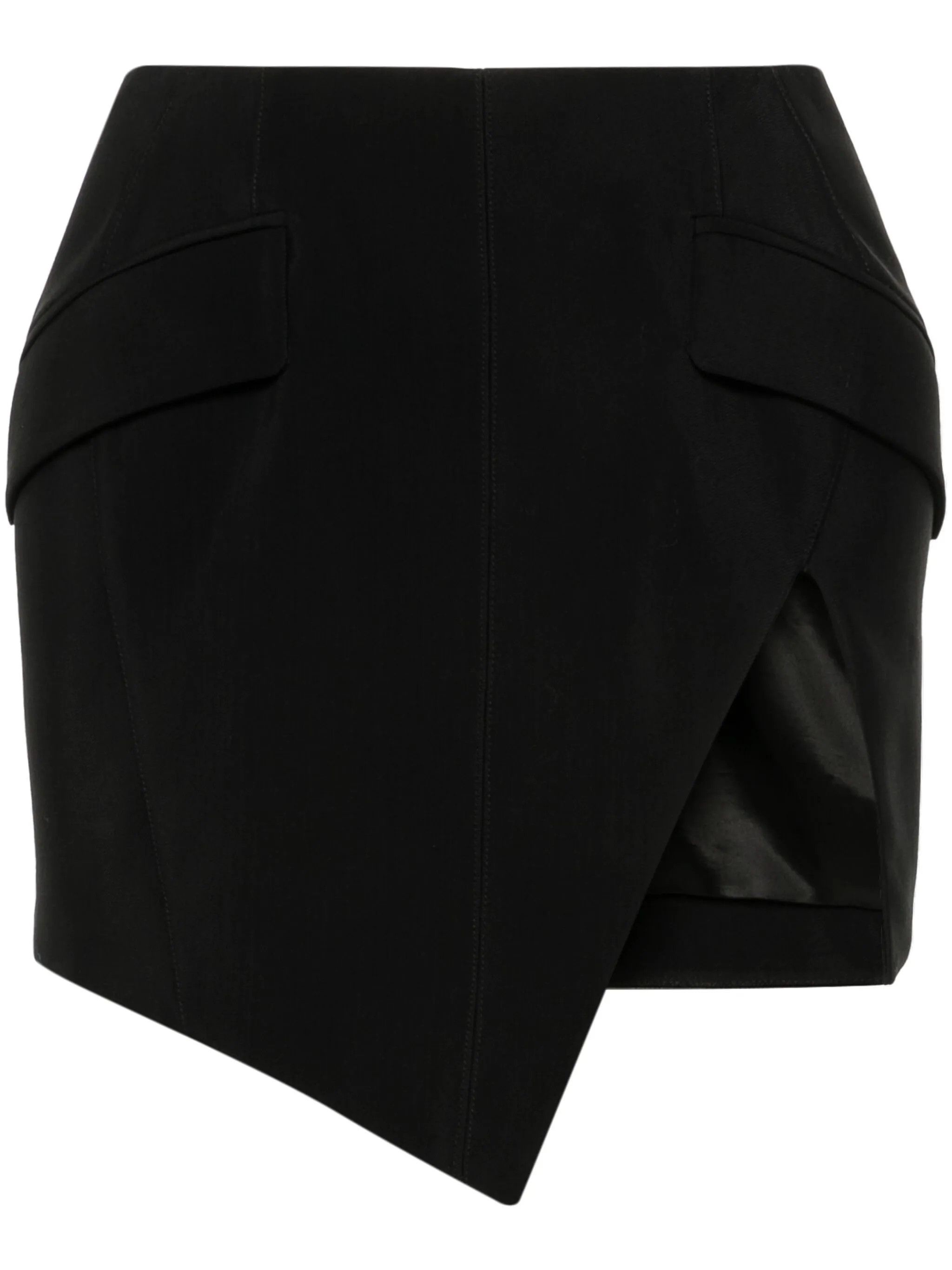 Mugler o1s22i1n1024 Asymmetric Mini Slit Skirt in Black Size 27" / US 4 / IT 40 - 1 Thumbnail
