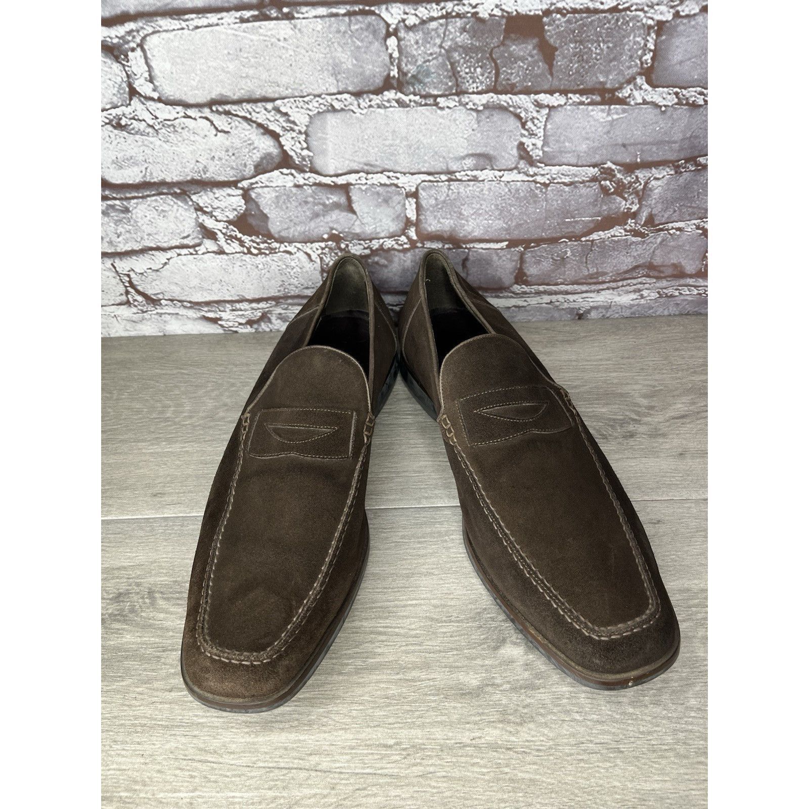 Bruno Magli Bruno Magli Brown Suede Leather Loafers Slip On Dress Shoes Size US 11.5 / EU 44-45 - 4 Thumbnail