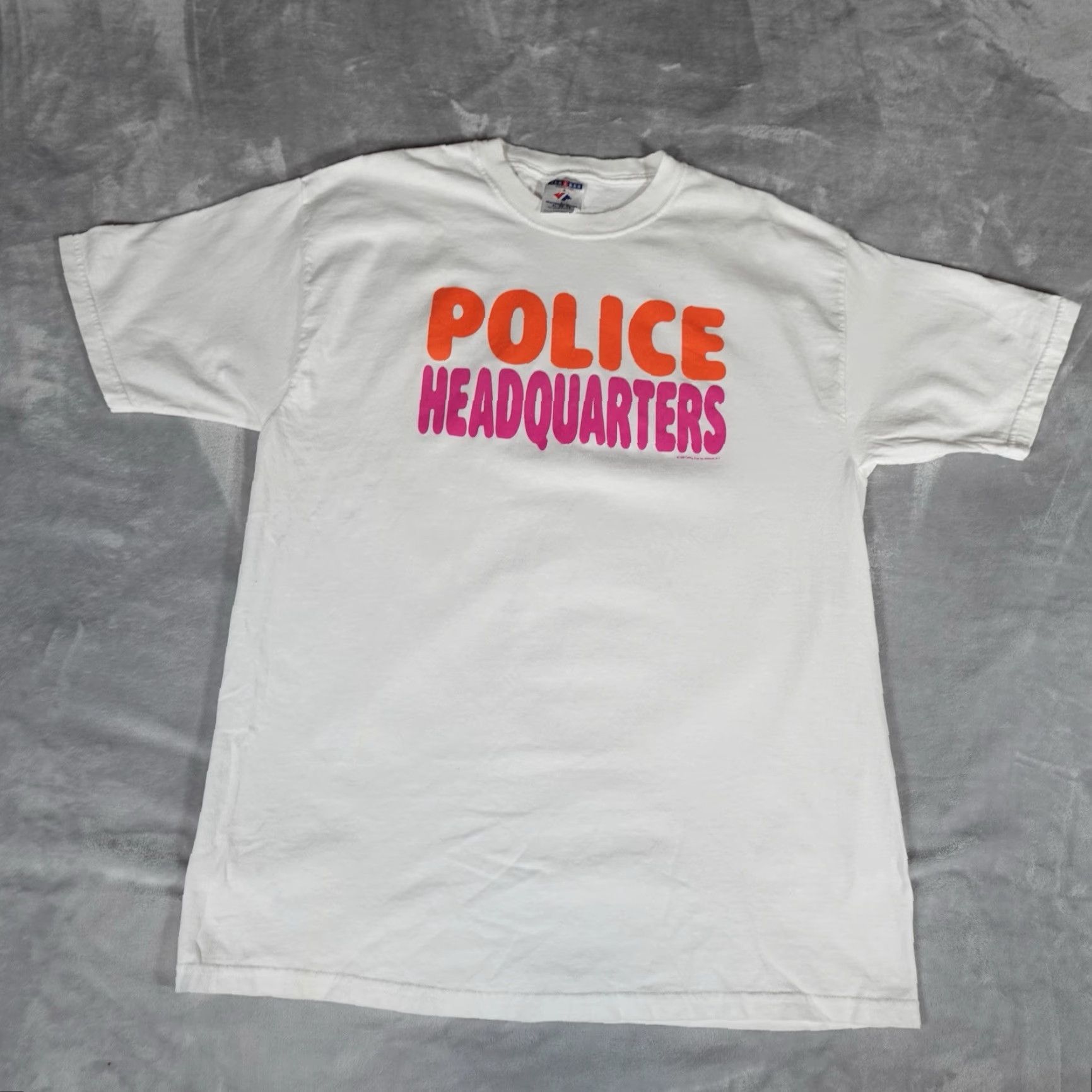 Vintage VINTAGE Police Headquarters Dunkin Donuts Parody T Shirt Mens XL (Fits L) Y2K Graphic Print White 2000s Mens XL Size US L / EU 52-54 / 3 - 2 Thumbnail