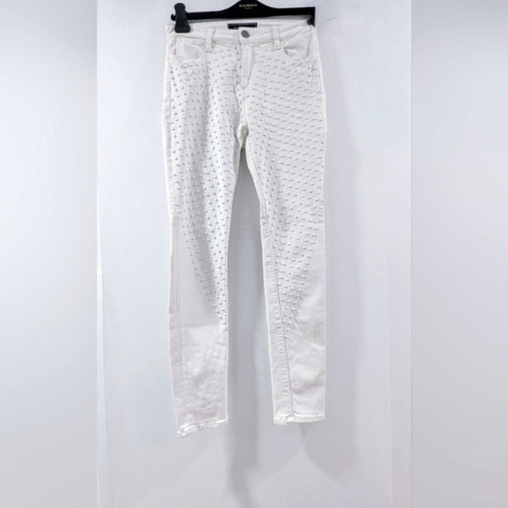 Brockum Brockenbow White Studded High Rise Skinny Jeans Size 28" / US 6 / IT 42 - 1 Thumbnail