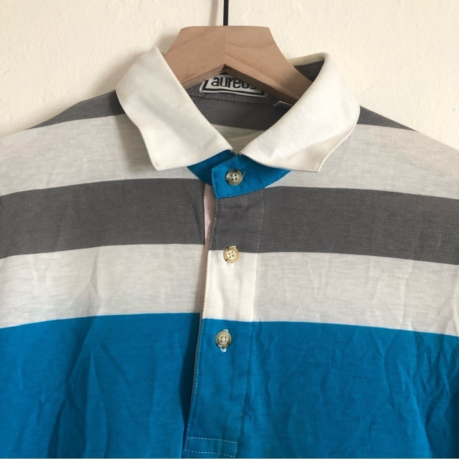 Other Vintage Aureus Men's Striped Short Sleeve Polo Golf Shirt Size US L / EU 52-54 / 3 - 3 Thumbnail