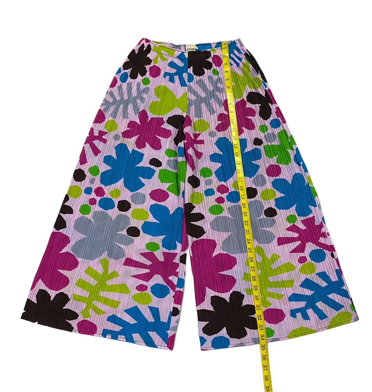 Issey Miyake Pleats Please Pleated Wide-Leg Flower Pattern Pants Size 28" / US 6 / IT 42 - 6 Thumbnail