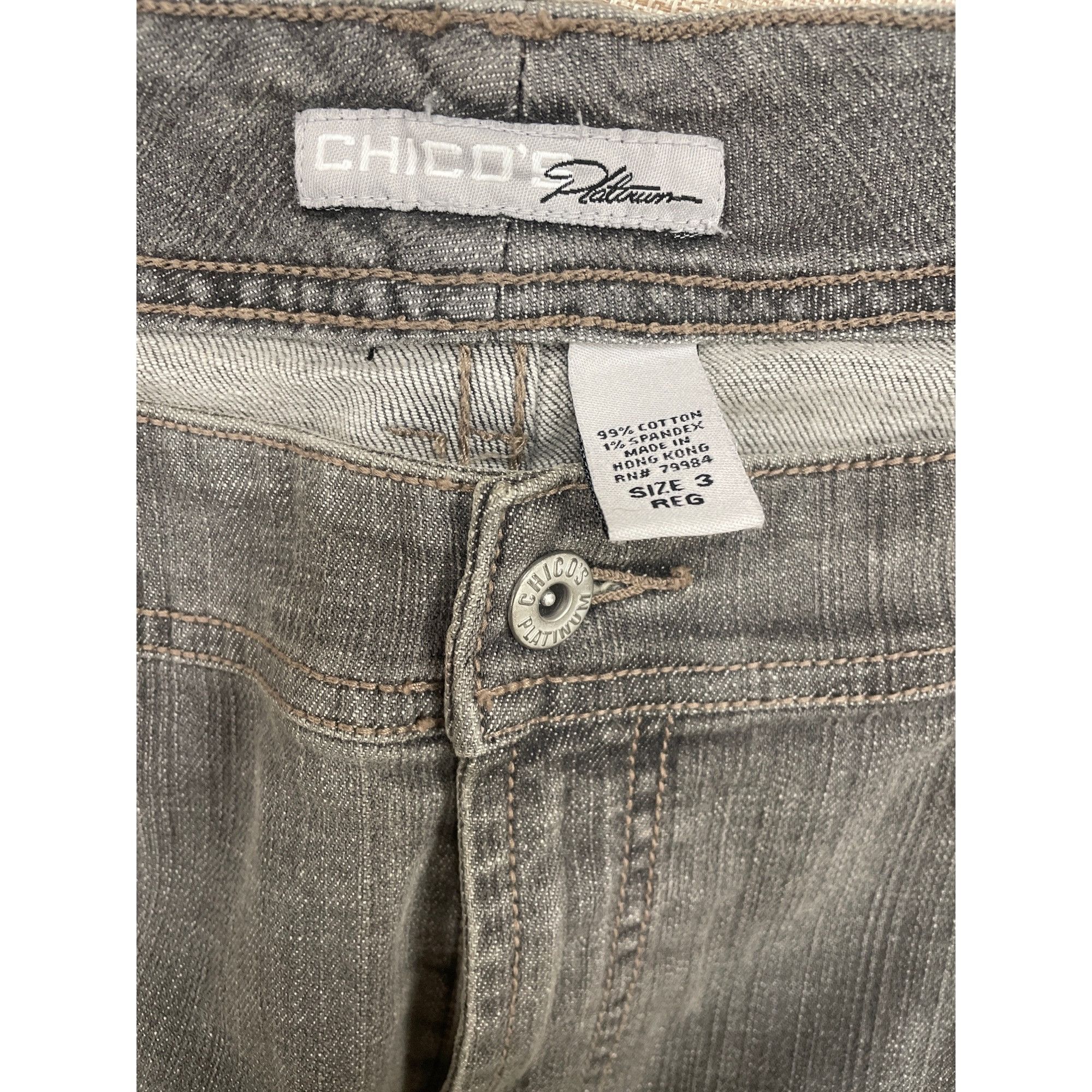 Chicos Chicos Platinum Women's Jeans Rhinestone pockets Size 3 SKU Size 25" / US 0 / IT 36 - 6 Thumbnail