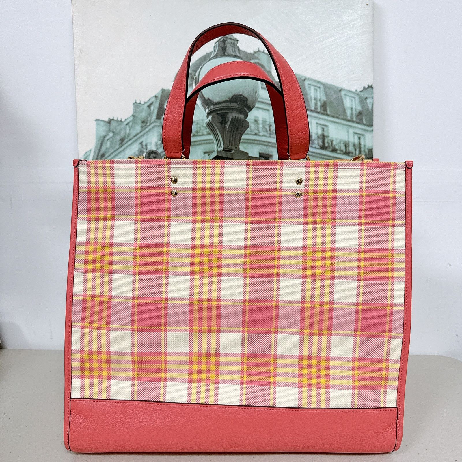 Coach Coach C8200 Dempsey Tote 40 With Garden Plaid Print In Taffy Size ONE SIZE - 2 Thumbnail