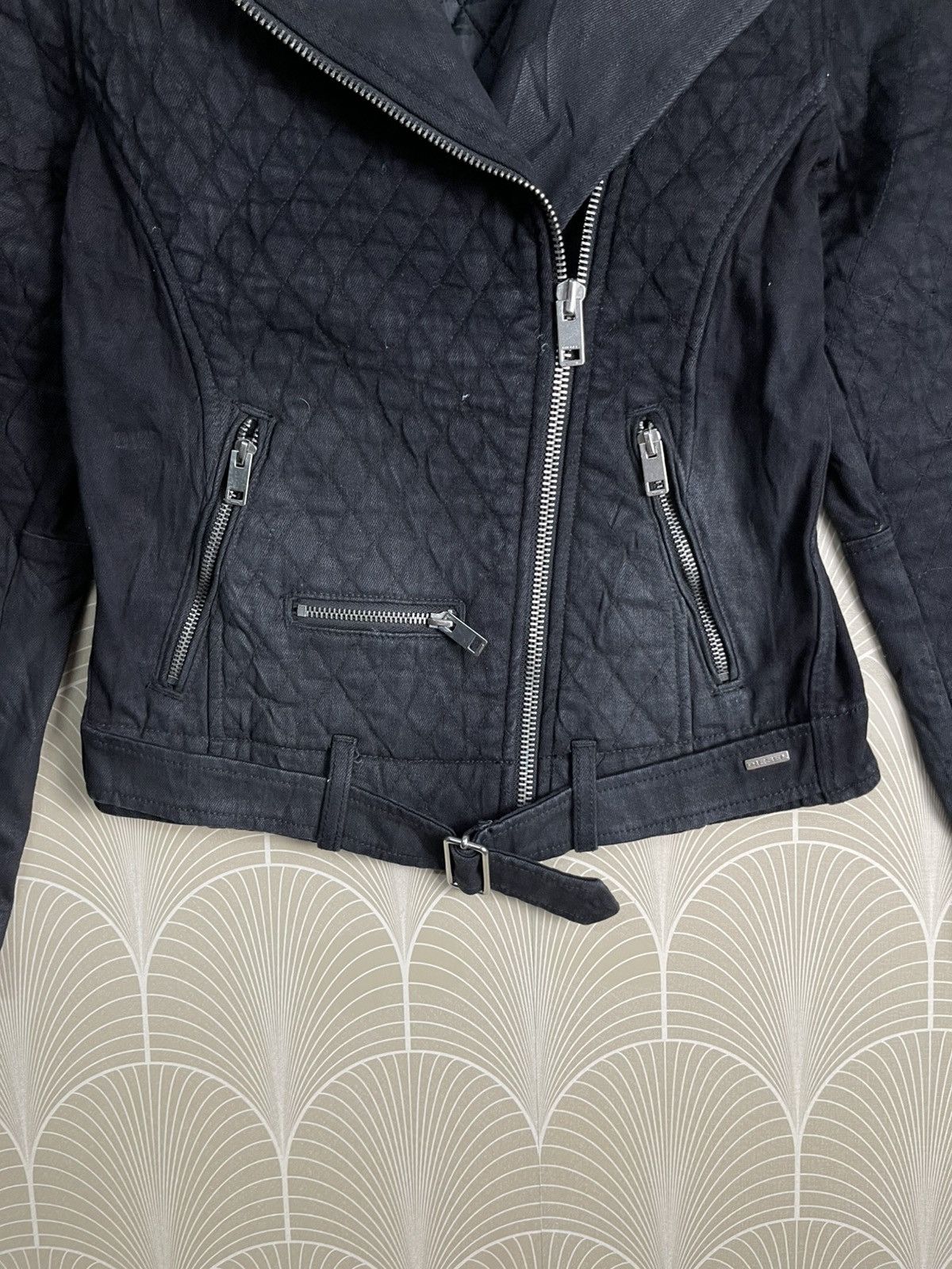 Diesel VINTAGE DIESEL QUILTED DOUBLE COLLAR BIKER JACKET Size US XS / EU 42 / 0 - 5 Thumbnail
