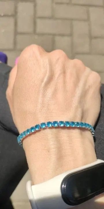 VIBE 4mm Tennis Chain Sterling Silver Light Blue Bracelet Size ONE SIZE - 3 Thumbnail
