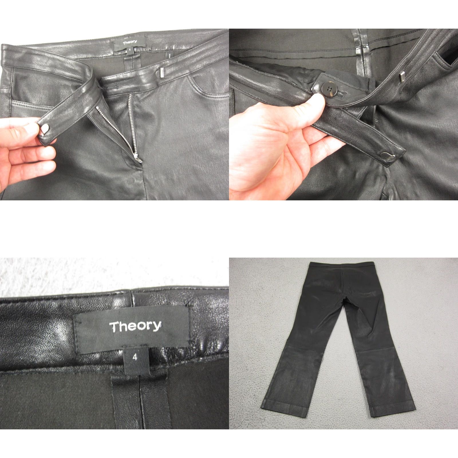 Theory Theory Pants Womens Size 4 Black Leather Cropped Flared Cropped 90s Style Pants Womens Size 27" / US 4 / IT 40 - 9 Thumbnail