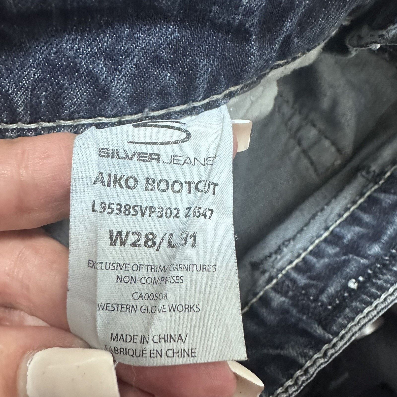 Silver Jeans Co. Silver Aiko Jeans Western Distressed Hip Hugger Bootcut Size 28" / US 6 / IT 42 - 4 Thumbnail