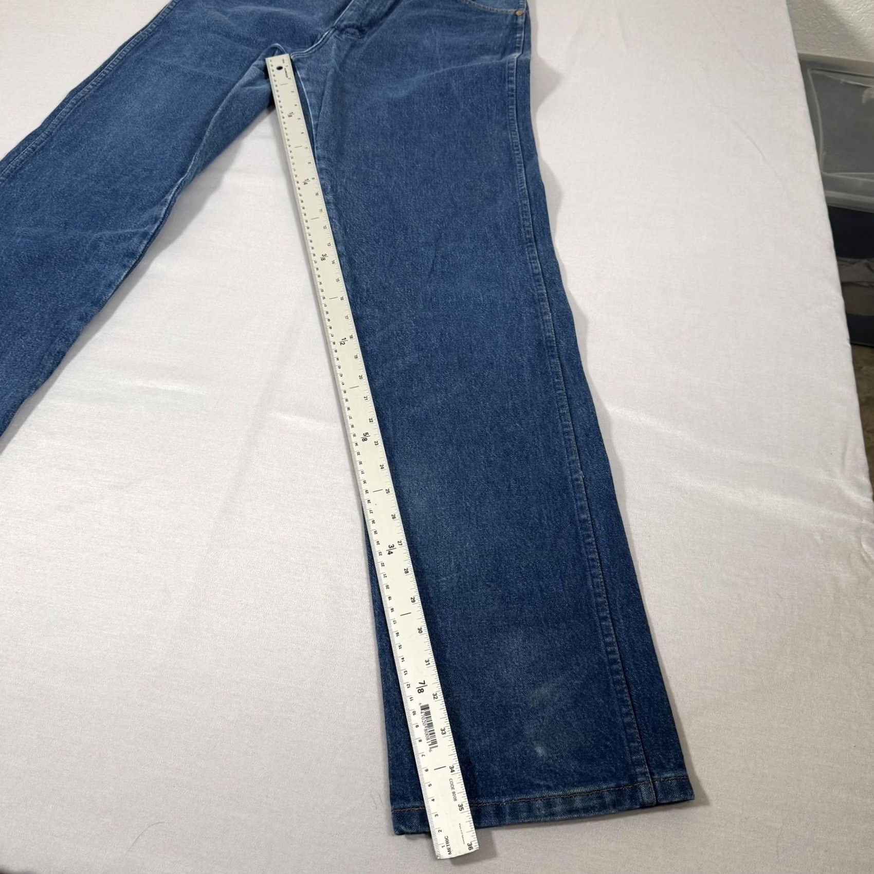 Wrangler Wrangler Jeans 13MWZ Cowboy Cut Mens 33x36 Denim Straight Leg Jeans Blue 100% Cotton Regular Fit Western Workwear Pants Size US 33 - 4 Thumbnail
