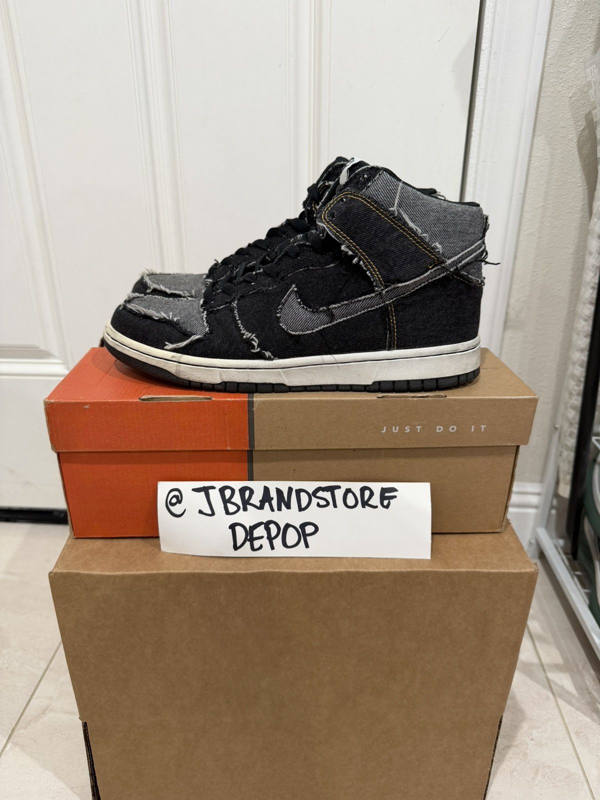 Nike Nike Dunk Hi - Black Denim - size 9 original everything Size US 9 / EU 42 - 1 Thumbnail