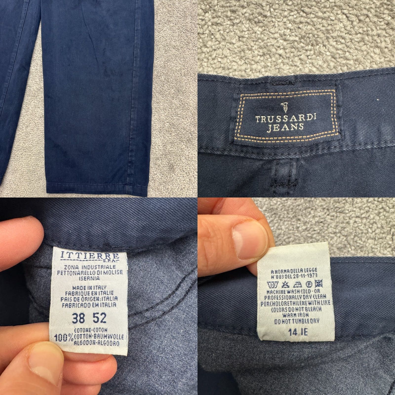 Trussardi Trussardi Jeans Cotton Chino Pants Mens 38x31 Navy Blue Straight Leg Flat Front Size US 38 / EU 54 - 8 Thumbnail