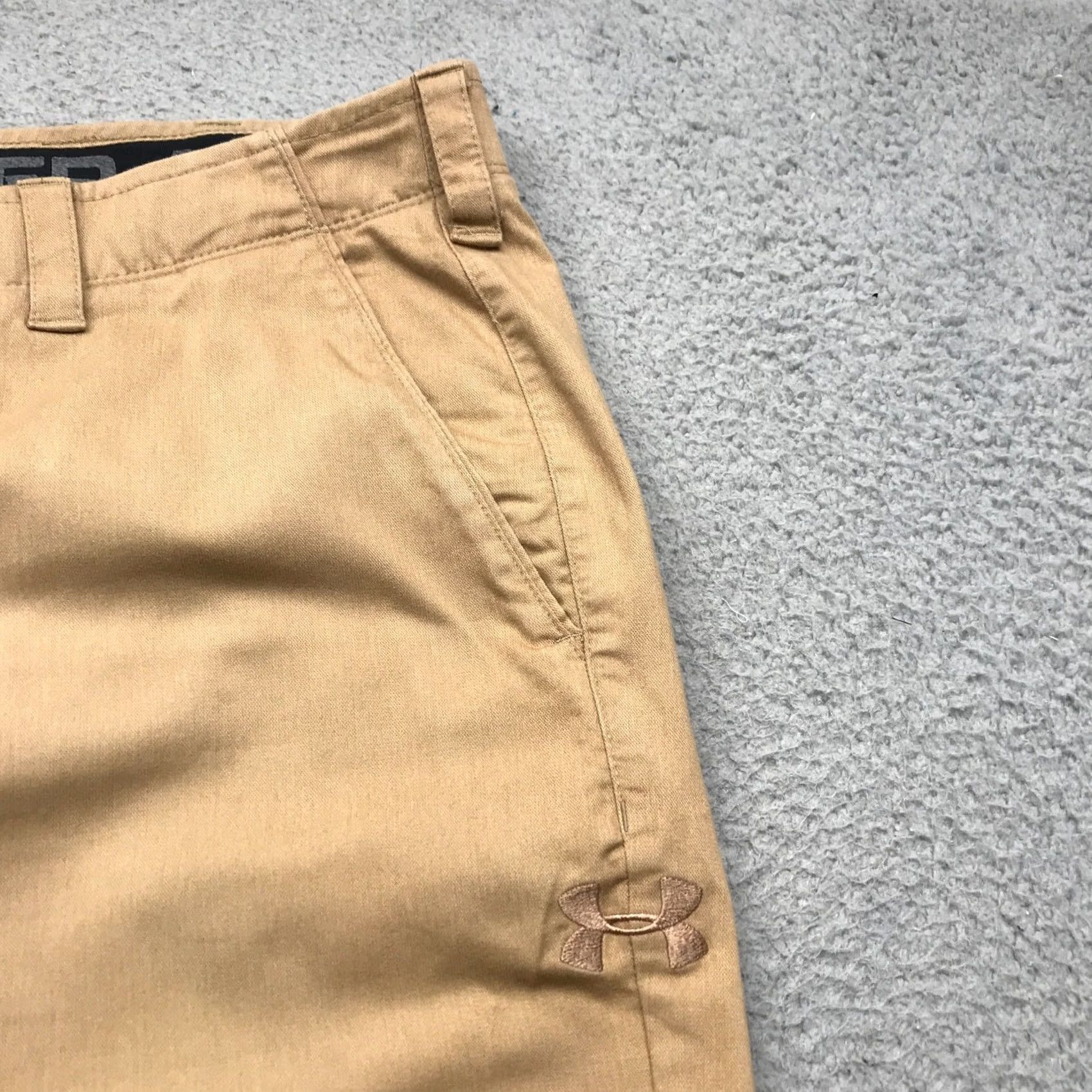 Under Armour Under Armour Chino Pants Mens 40x25 Pockets Baggy Logo Brown Shirt Trouser Pants, Button Zip, Straight, Regular Fit, Casual, Brown, 40x25 Size US 40 / EU 56 - 5 Thumbnail