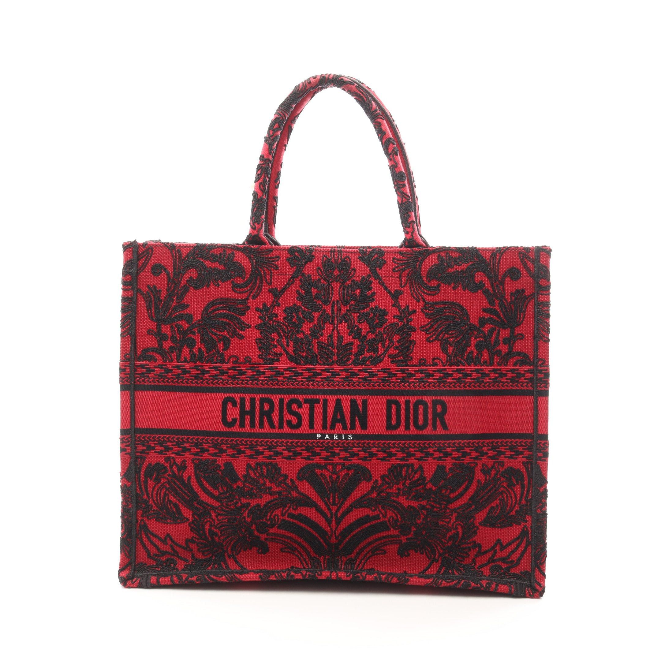 Dior Dior Book Tote Large Handbag Bag Canvas Red Black Size ONE SIZE - 1 Thumbnail