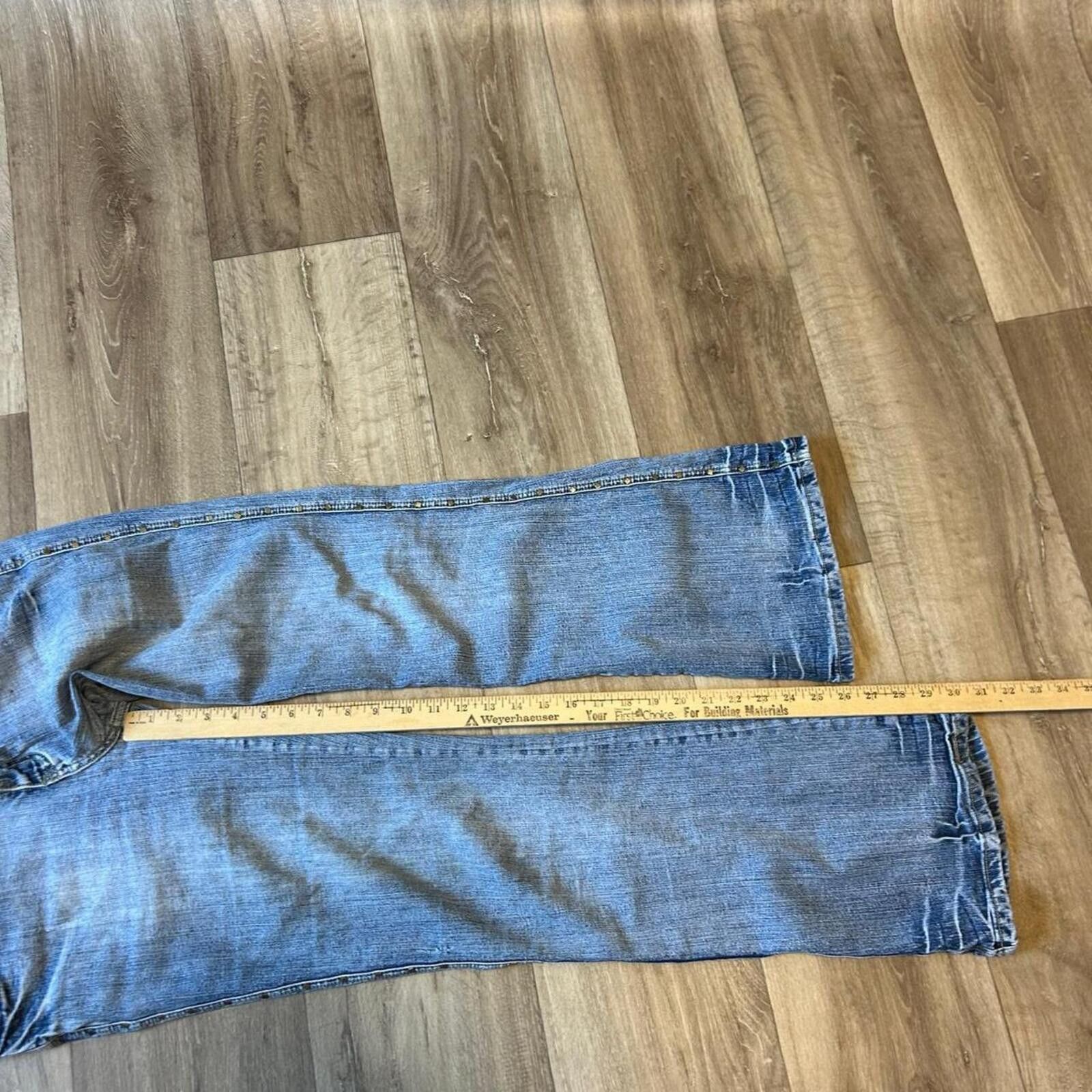 Unknown London Women's Light Blue Flared Denim Jeans with Embellished Back Size 30" / US 8 / IT 44 - 6 Thumbnail