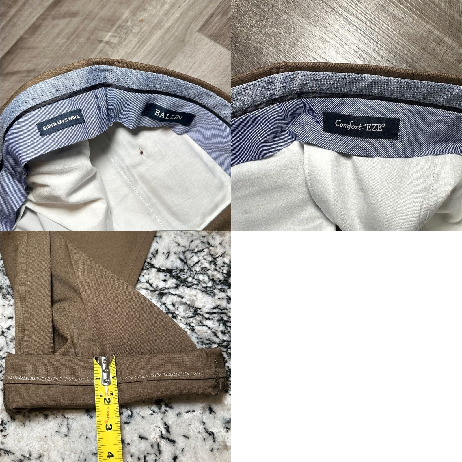 Vintage Ballin Dress Pants Men 37 Wool Brown Ballin Super 120s Pleated Cuffed 28in Inseam 40in Rise 12.5in 9.5in Leg Opening 13.5in MS8673 Size US 37 - 8 Thumbnail