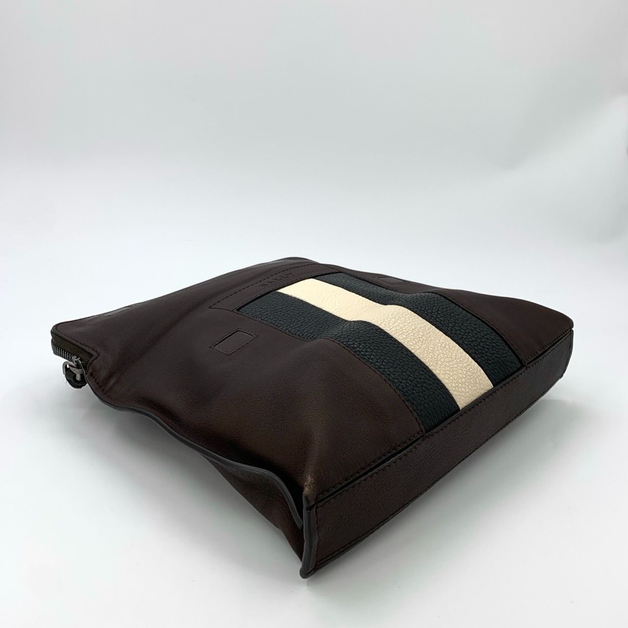 Bally Bally Brown Leather Crossbody Bag With Striped Design & Zipp Size ONE SIZE - 3 Thumbnail