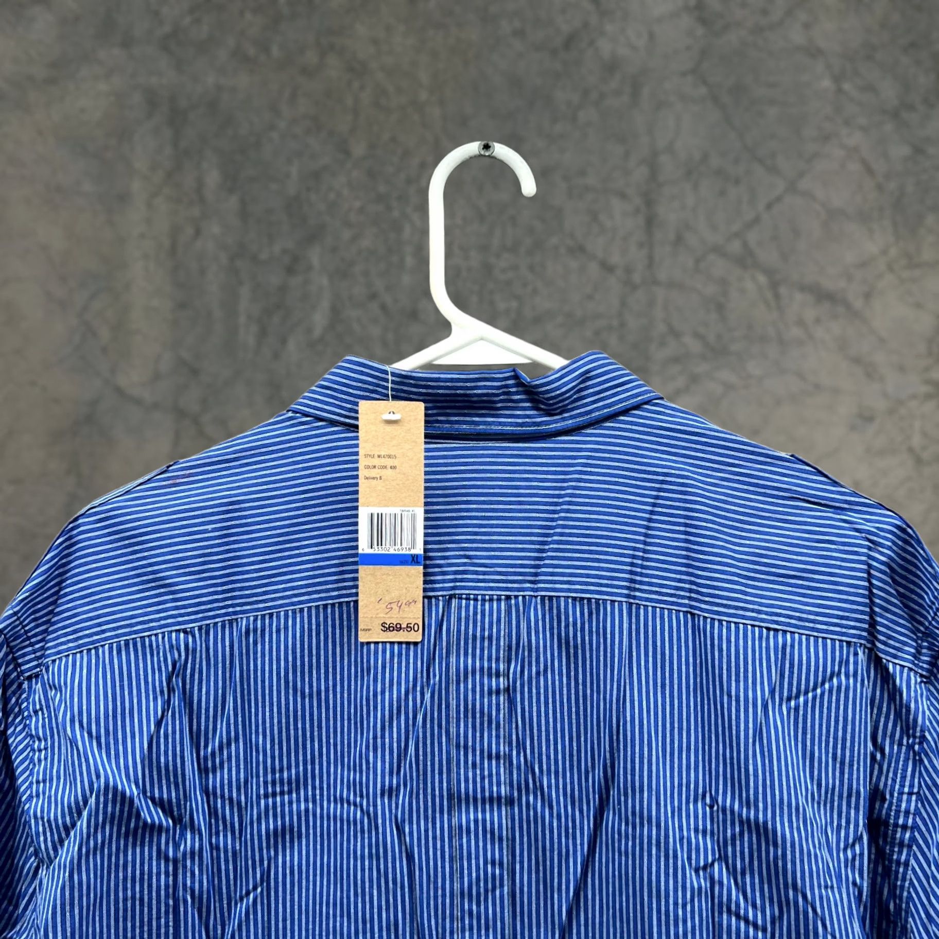 DKNY DKNY Shirt Men XL Blue Button-Down Striped Slim Fit Dress NEW Size 46R - 1 Thumbnail