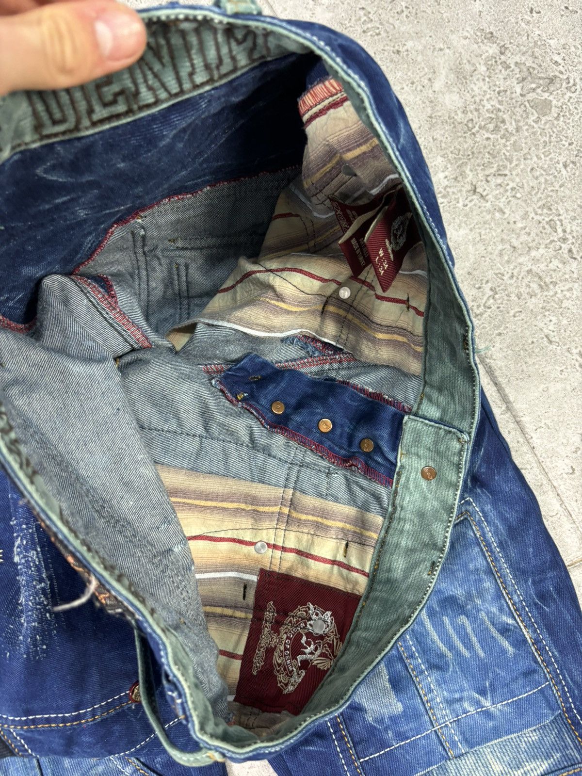 Japanese Brand 🇯🇵 Y2K Bar WideLeg Denim Japan Patchwork Multipocket Jeans Size US 34 / EU 50 - 15 Thumbnail